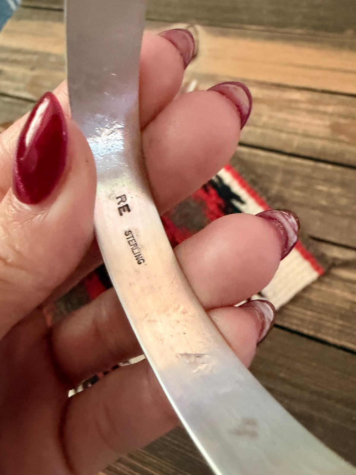 Handcrafted Sterling Silver Stamped Bangle Bracelet