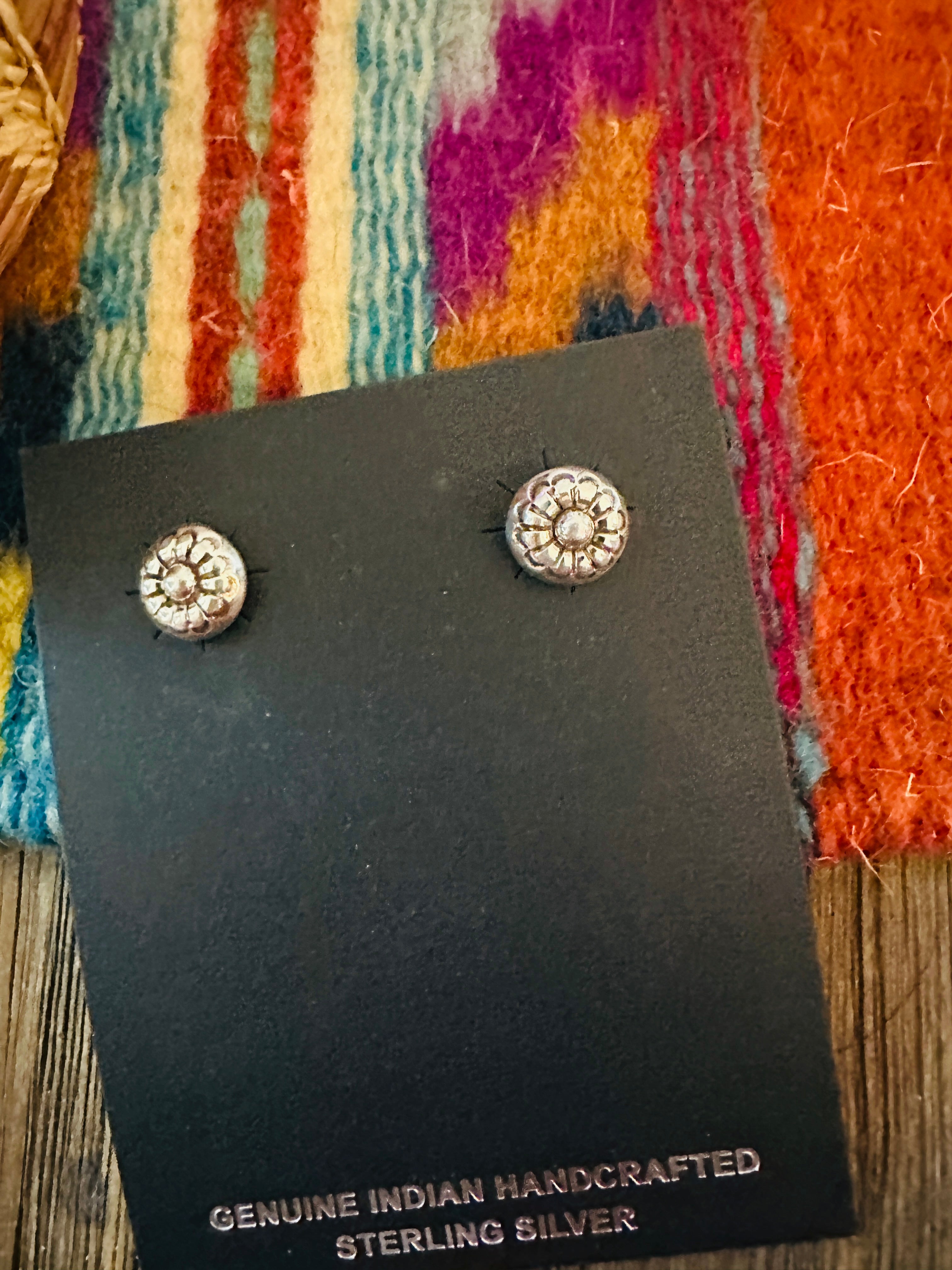 Handcrafted Sterling Silver Mini Concho Stud Earrings