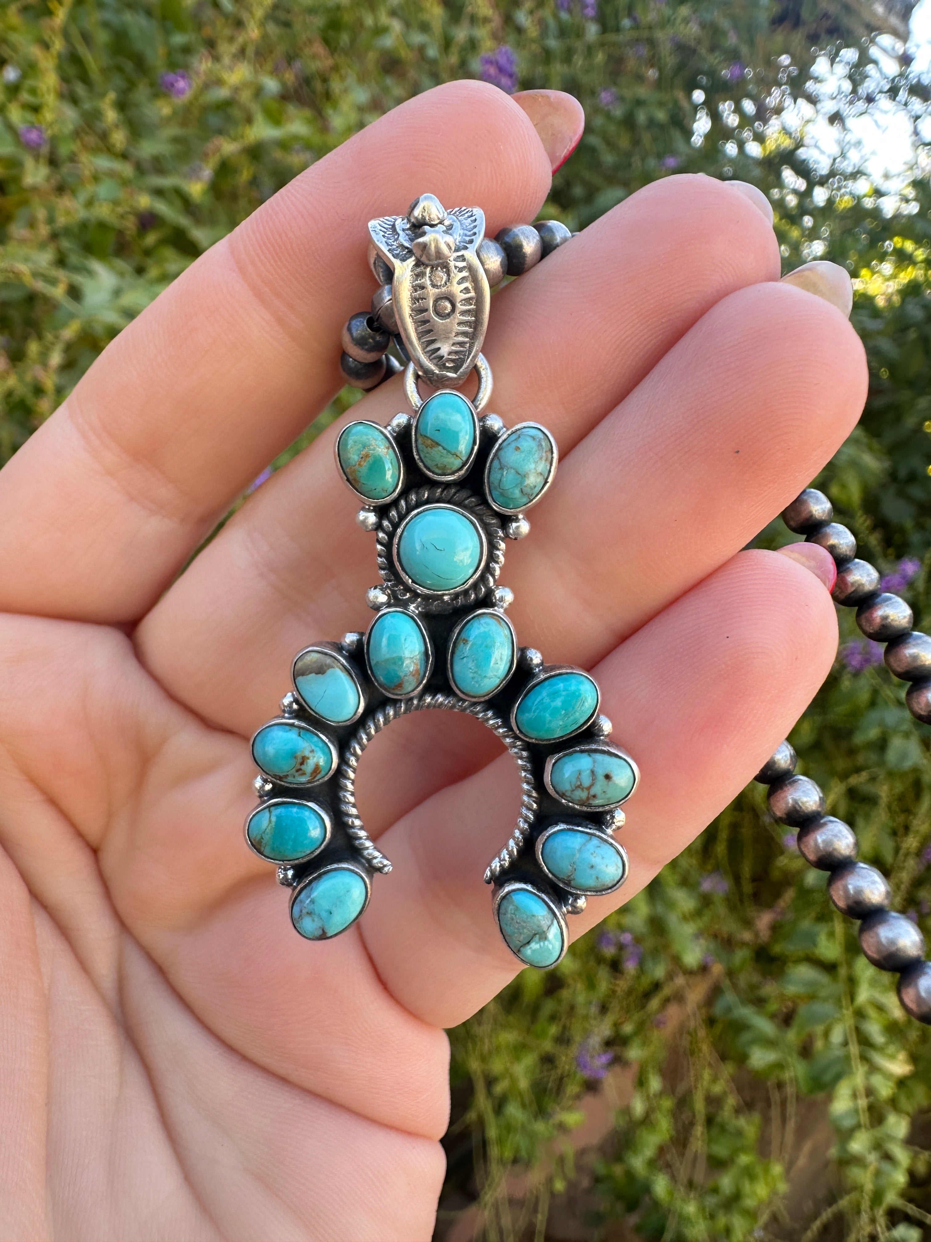 Handmade Native American hot Sterling Silver Turquoise pendant