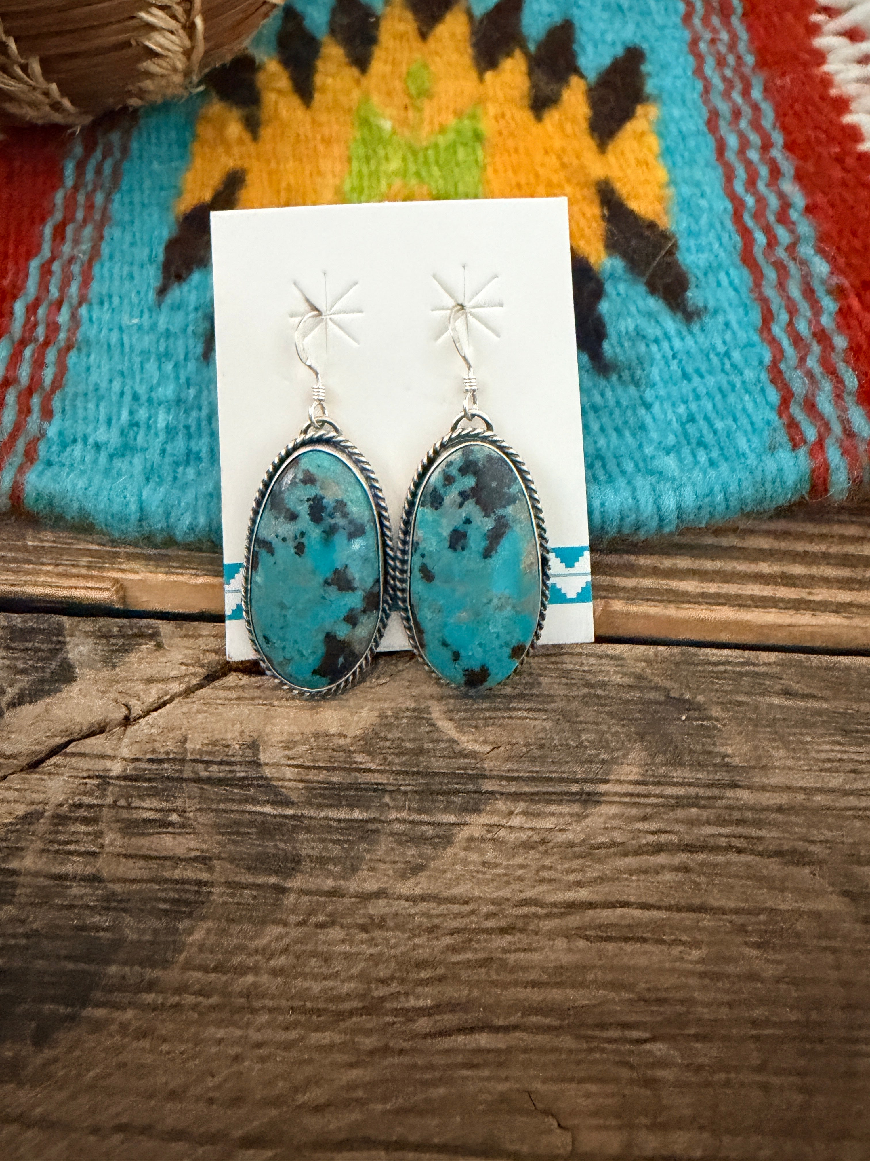 Handcrafted Turquoise & Sterling Silver Dangle Earrings