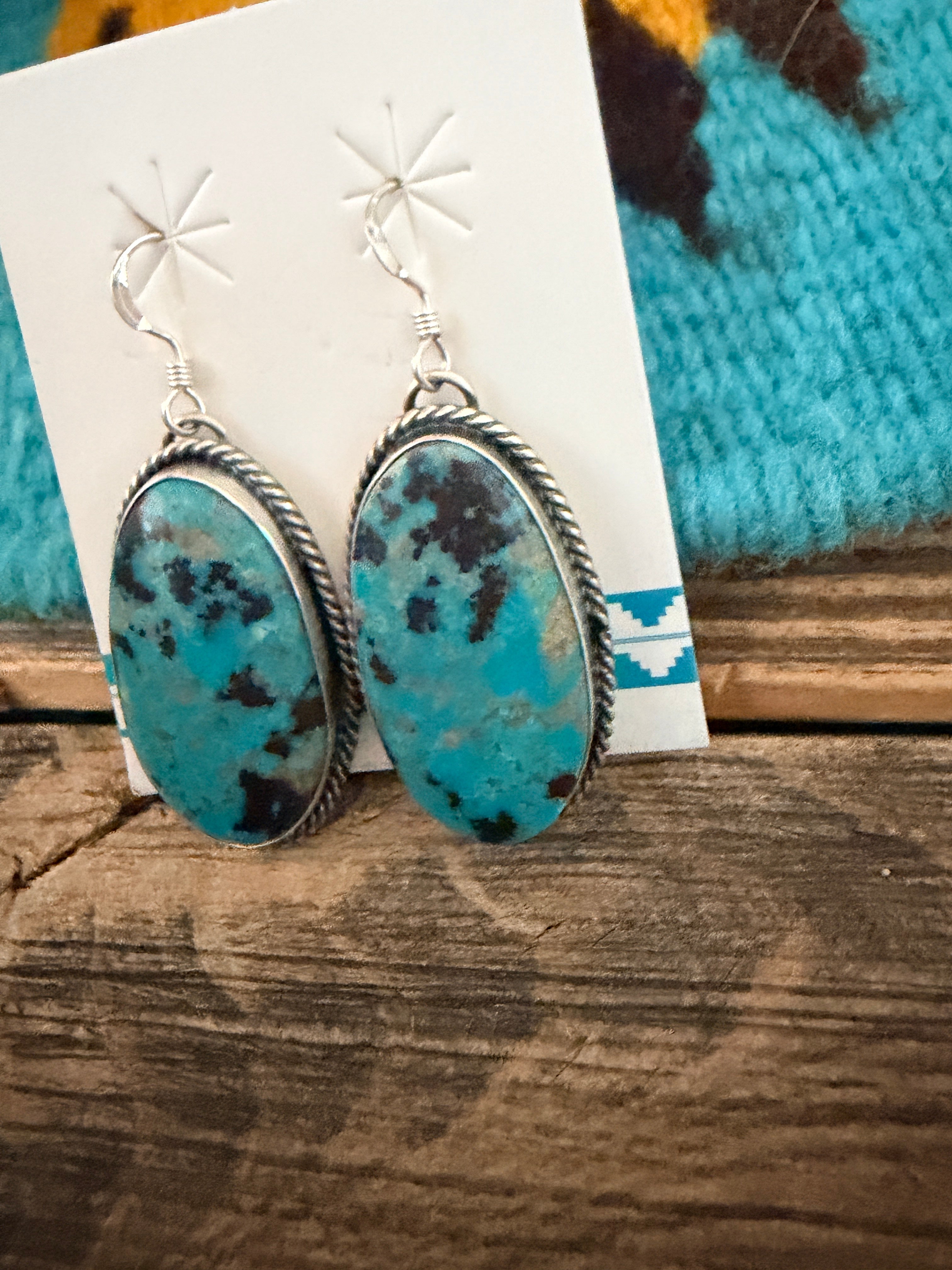 Handcrafted Turquoise & Sterling Silver Dangle Earrings