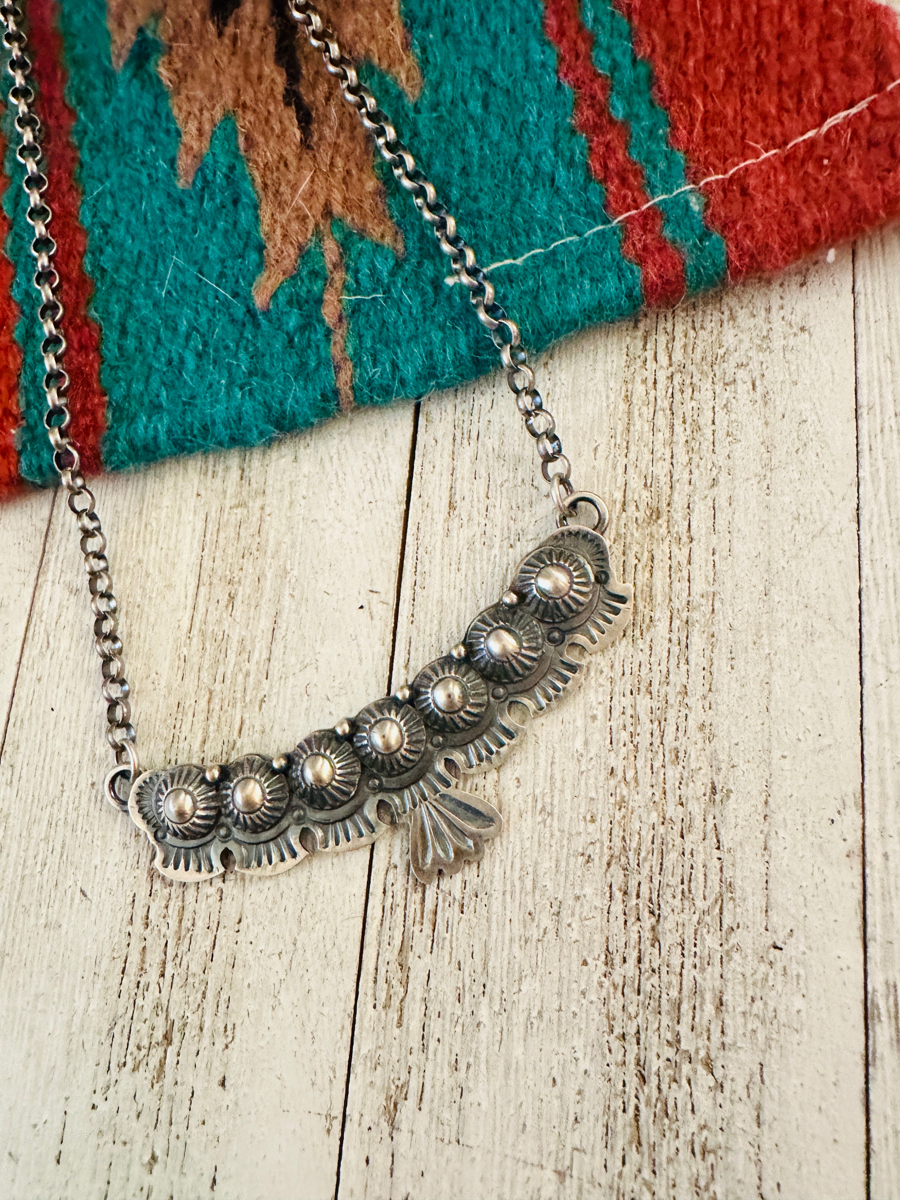 Navajo Sterling Silver Studded Necklace by Emer Thompson