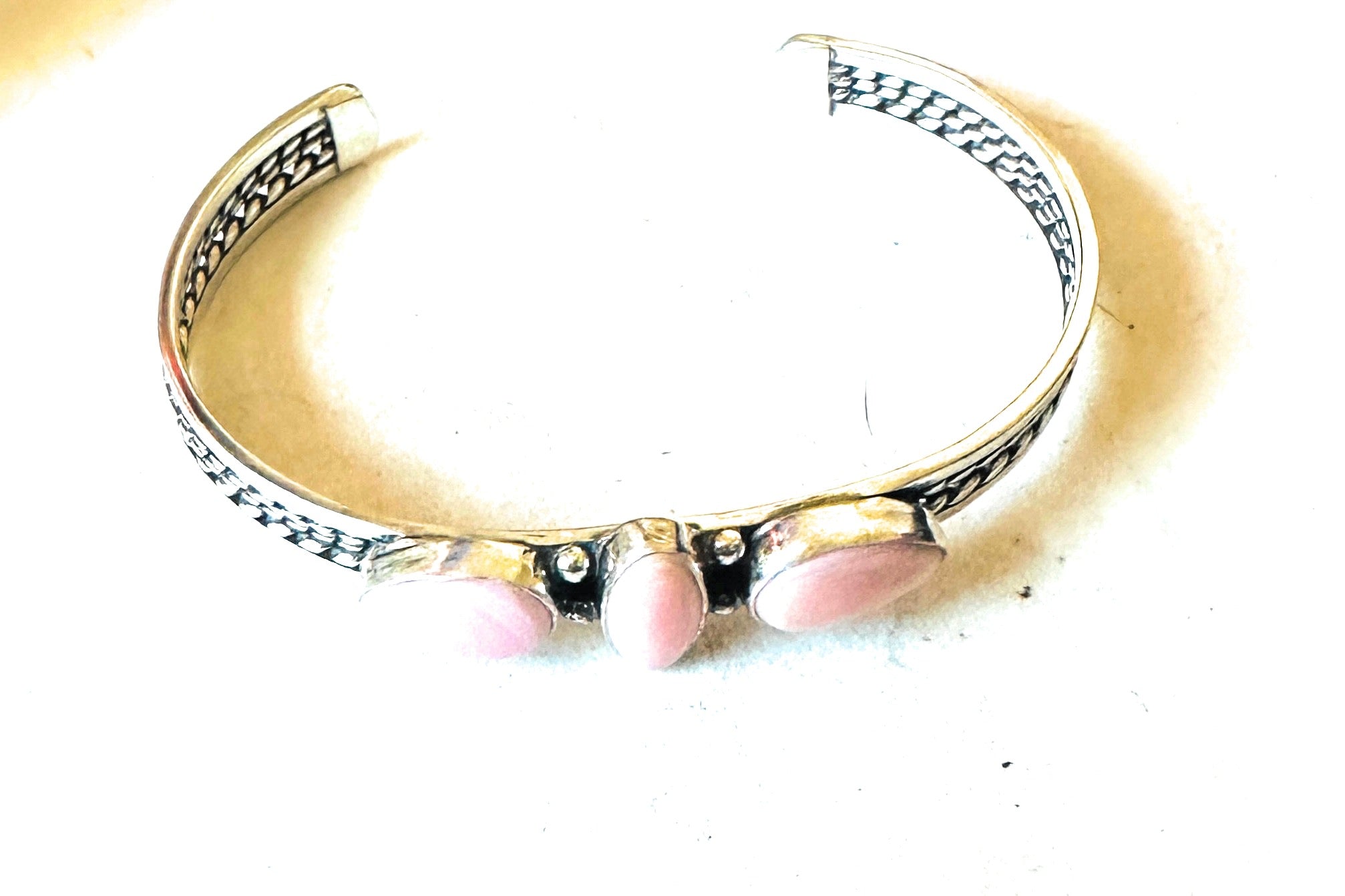 Navajo Queen Pink Conch Shell & Sterling Silver Cuff Bracelet