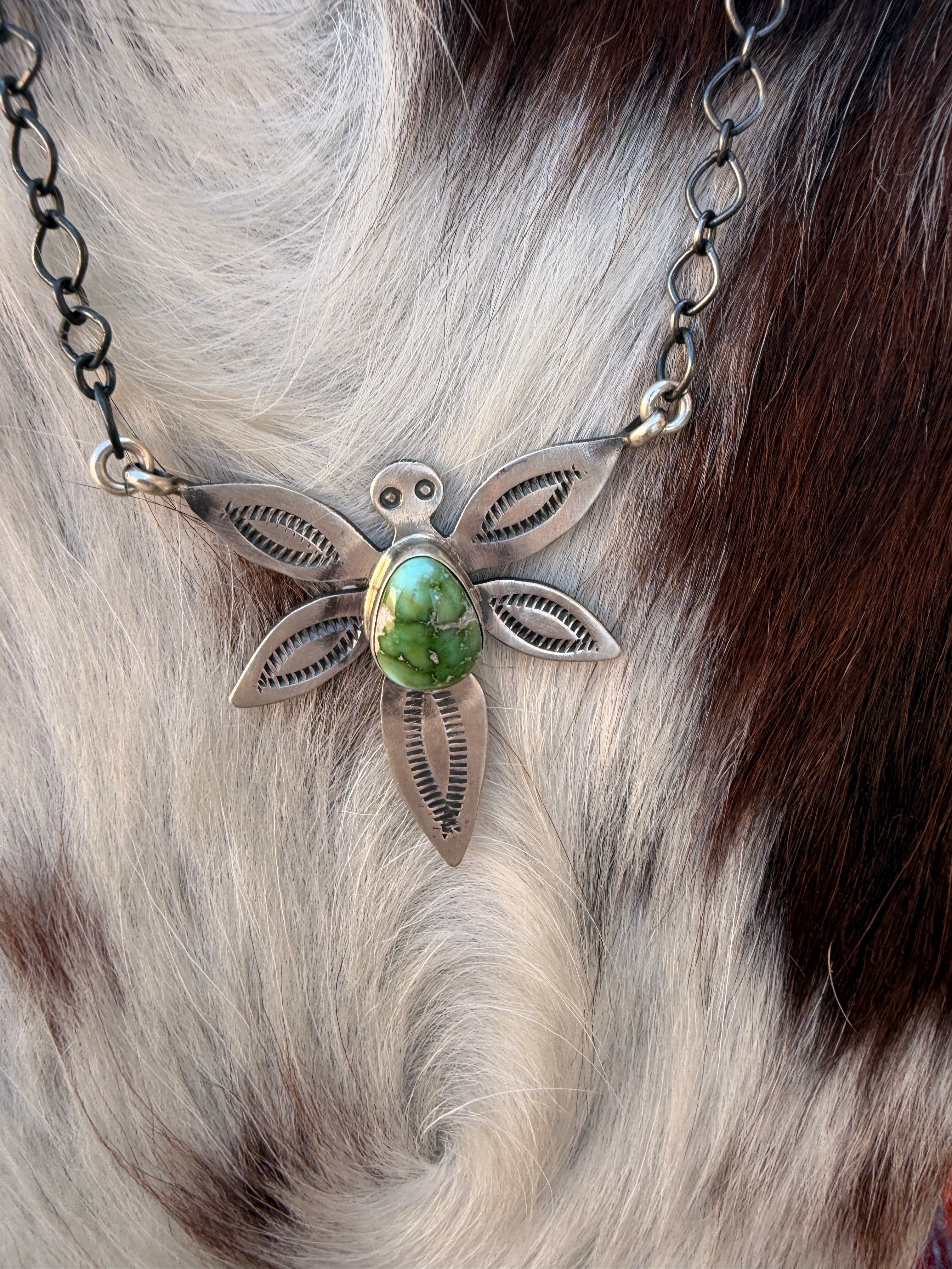 Handcrafted Sonoran Mountain Turquoise & Sterling Silver Dragonfly Necklace