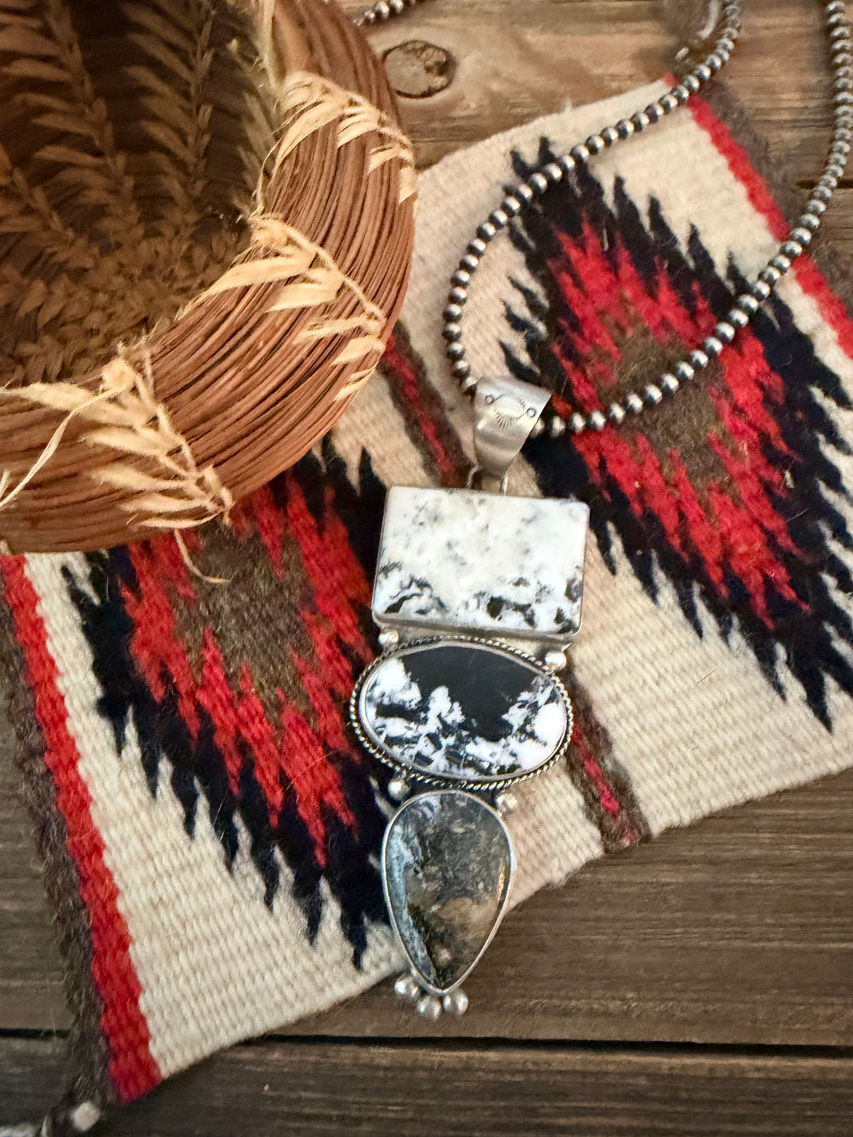 Handcrafted Sterling Silver & White Buffalo Pendant by Fred Francis