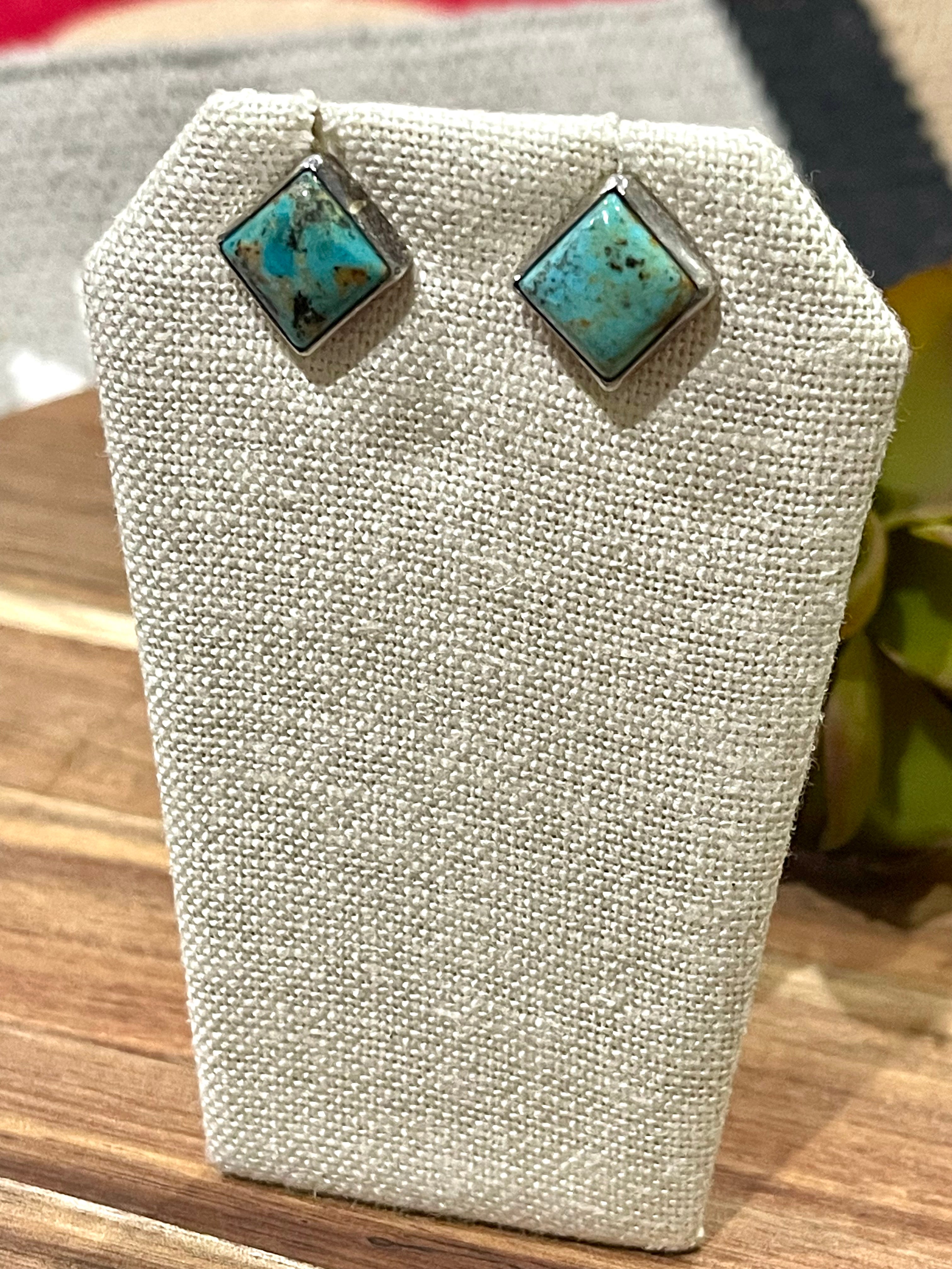 Navajo Sterling Silver & Turquoise Stud Earrings