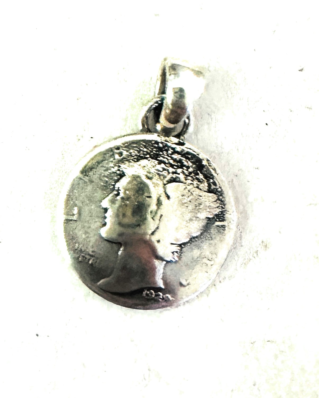 Navajo Sterling Silver  Liberty Dime Pendant