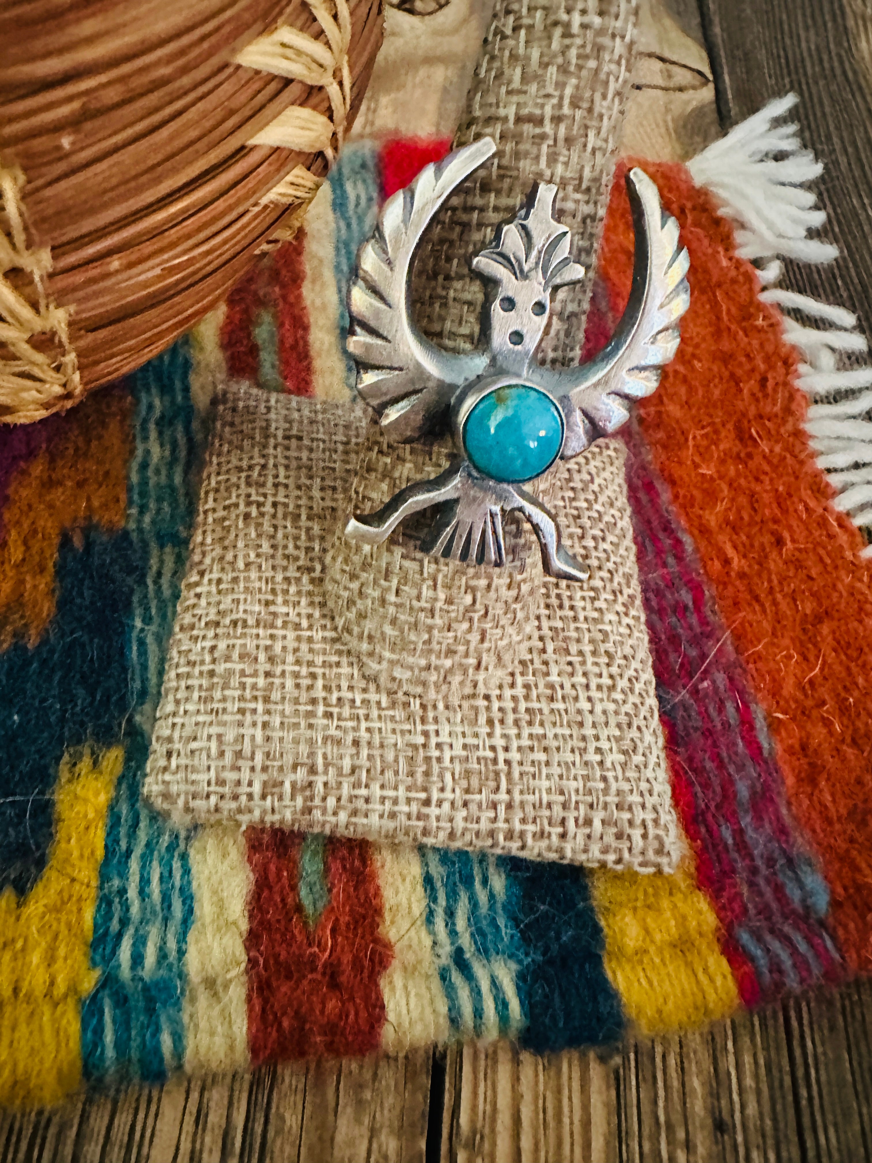 Handcrafted Turquoise and Sterling Silver Thunderbird Ring size 8 by Chimney Butte