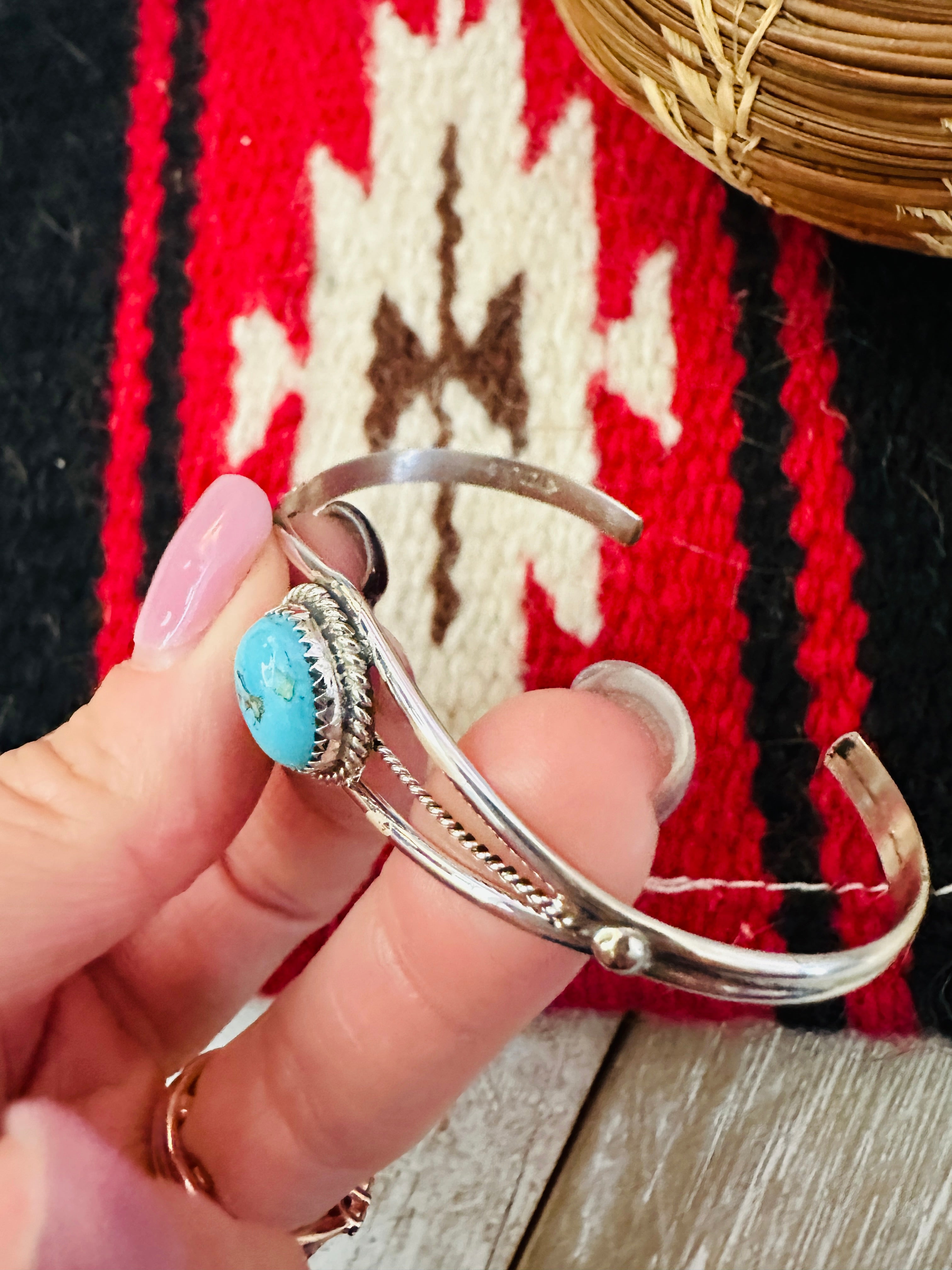 Navajo Sterling Silver & Turquoise Cuff Bracelet