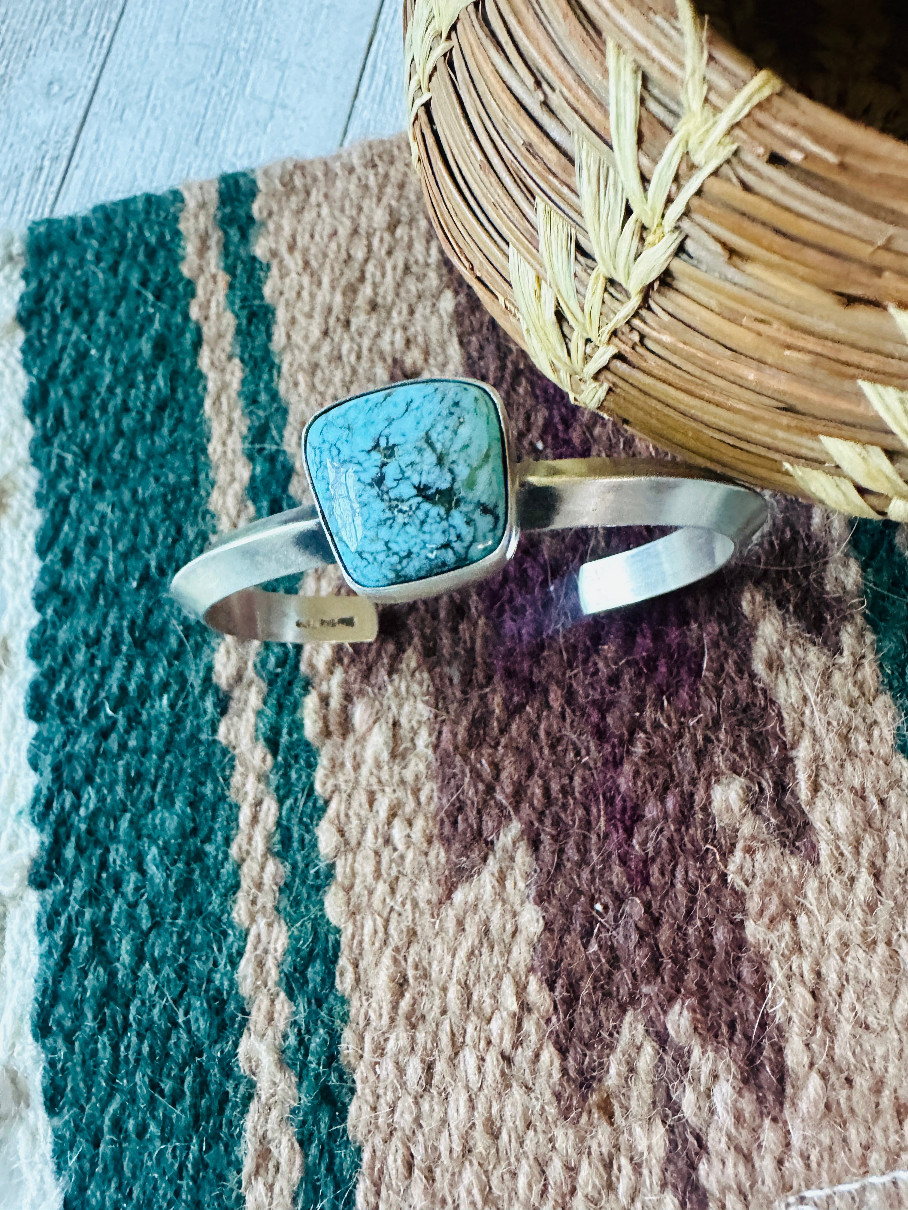 Navajo Sterling Silver & Turquoise Cuff Bracelet