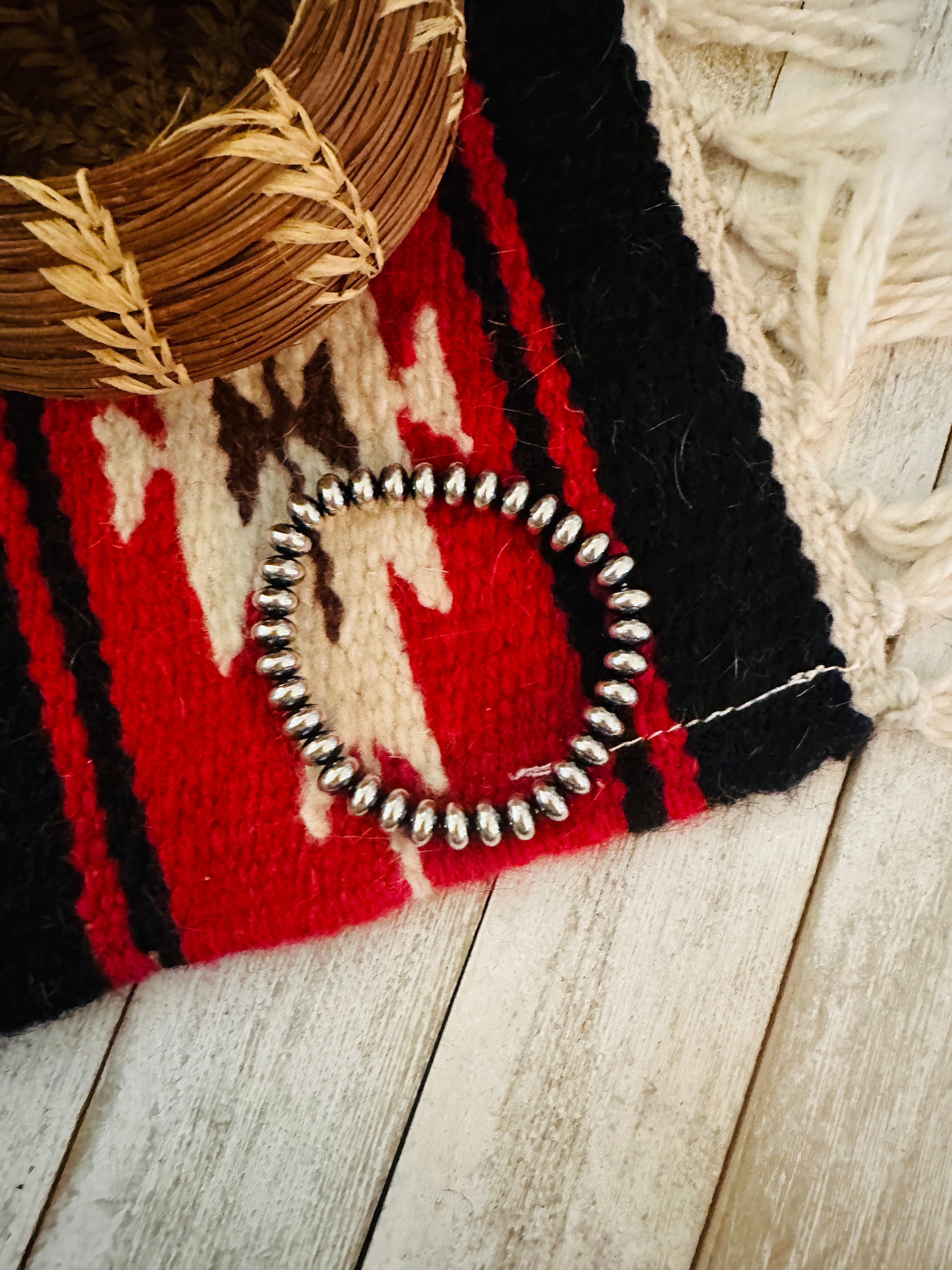 Navajo 8mm Sterling Silver Beaded Stretch Bracelet