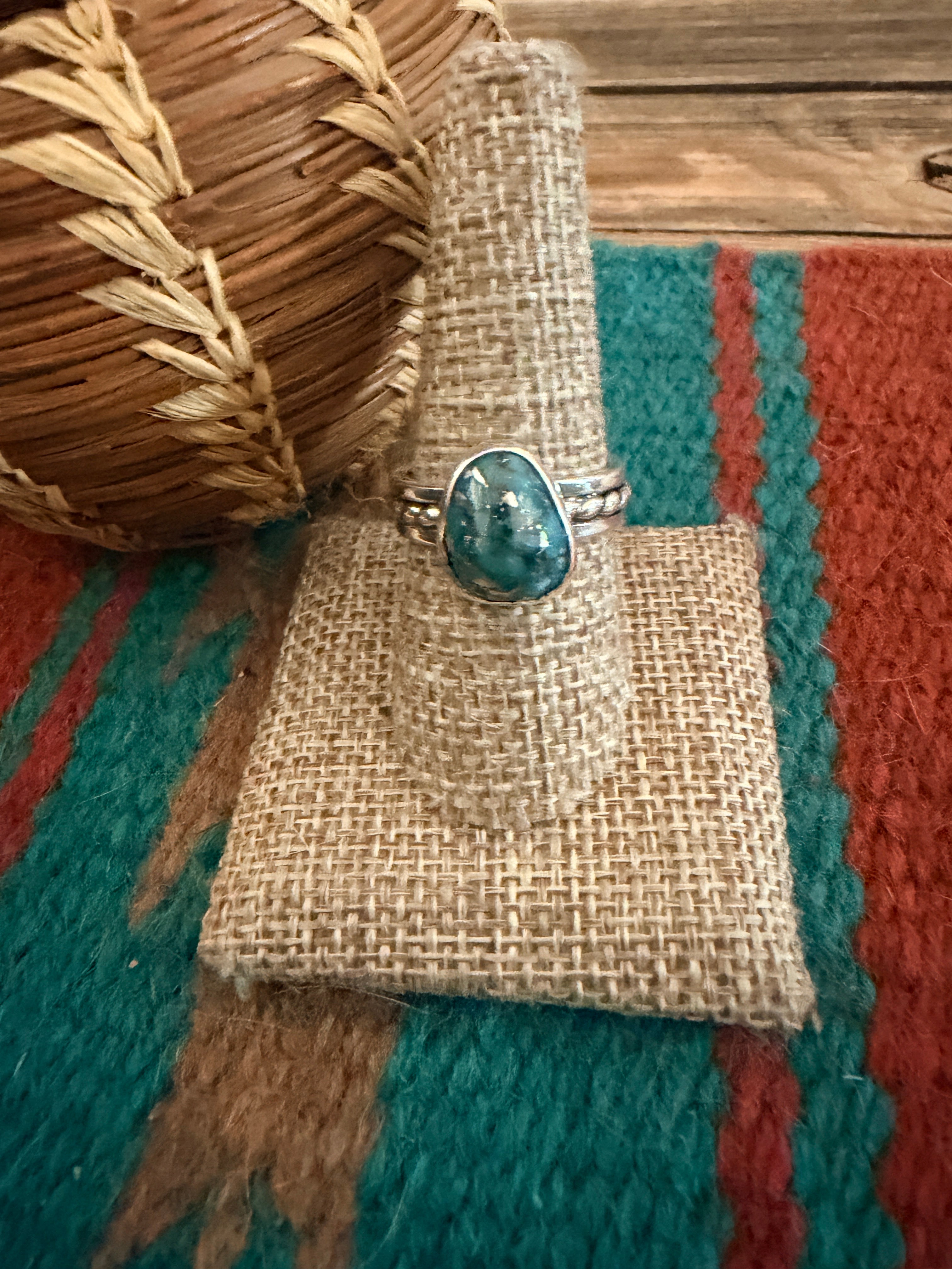 Handcrafted Turquoise & Sterling Silver Ring Size 9
