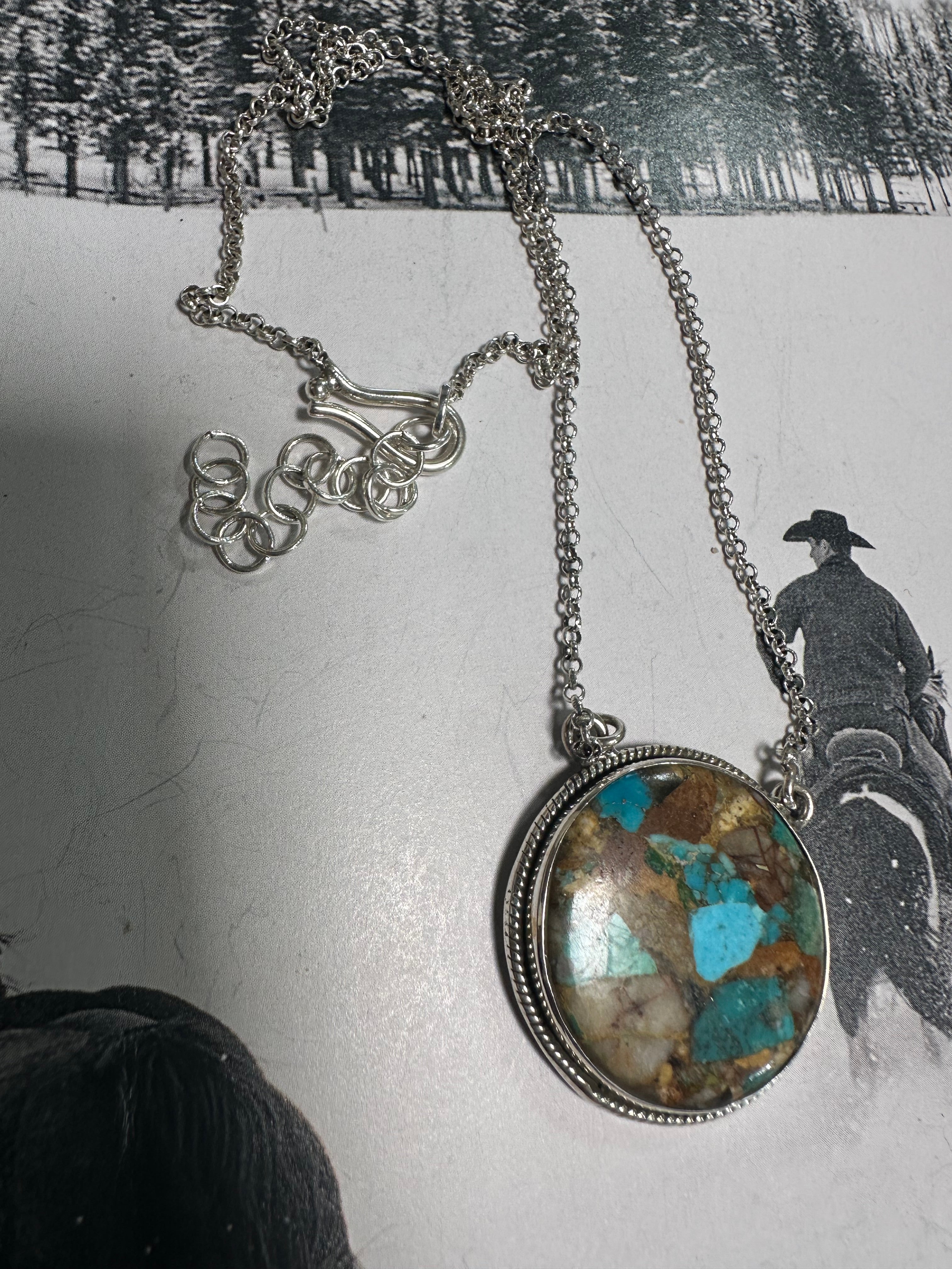 Handmade Sterling Silver & Royston Turquoise Necklace