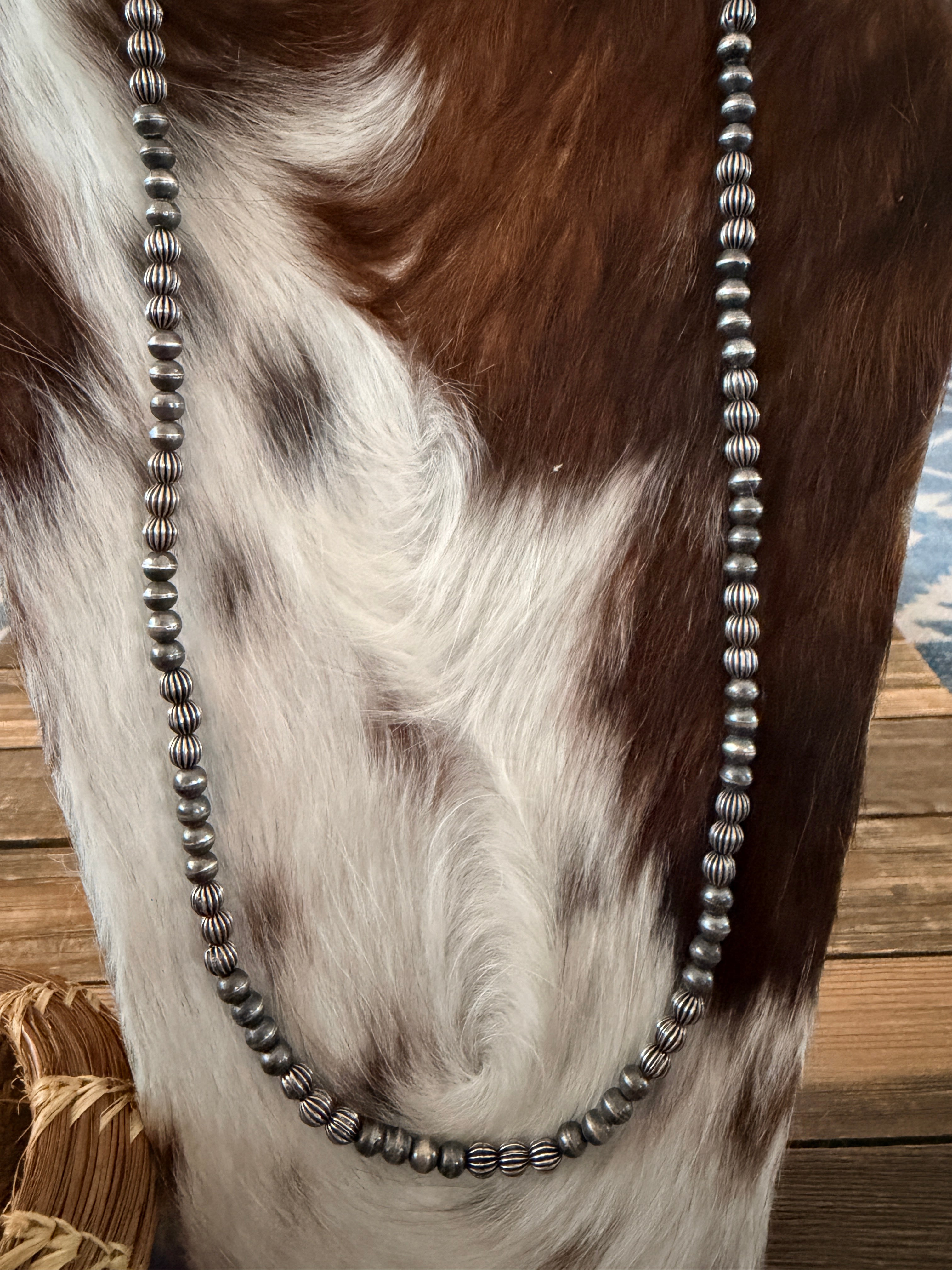 Handcrafted Sterling Silver Pearl 28” Mixed Bead Necklace