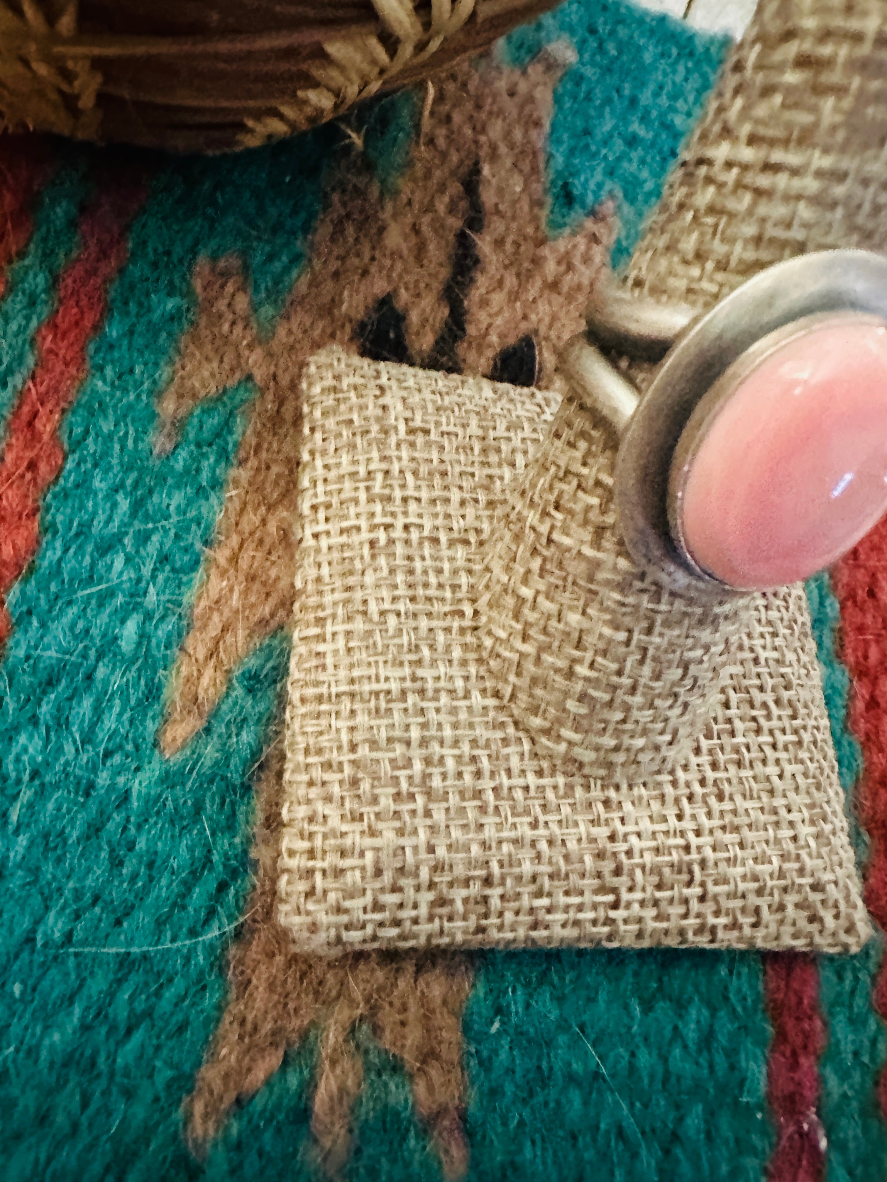 Handcrafted Queen Pink Conch & Sterling Silver Adjustable Ring