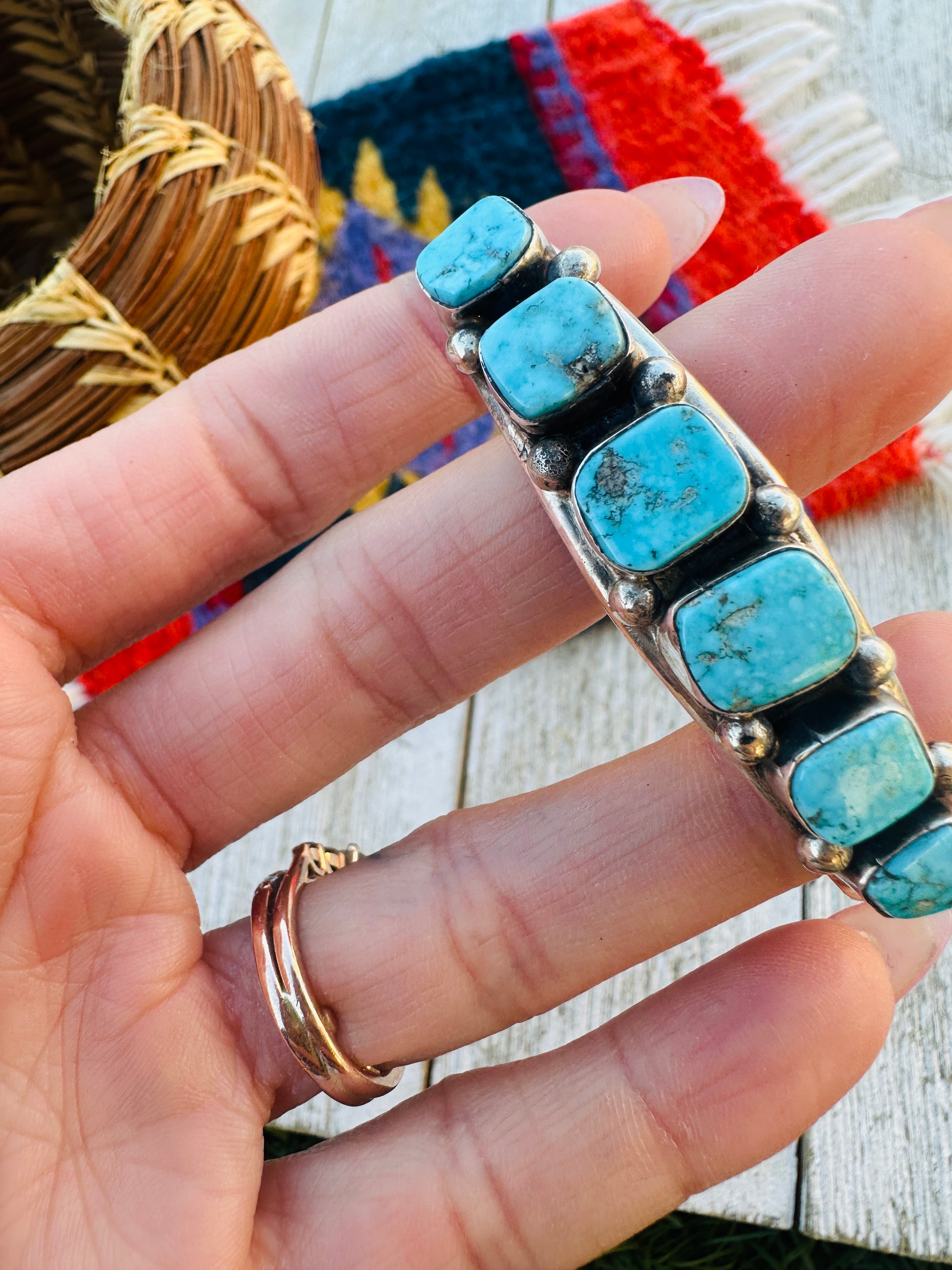 Handcrafted Turquoise & Sterling Silver Cuff Bracelet by Jacqueline Silver