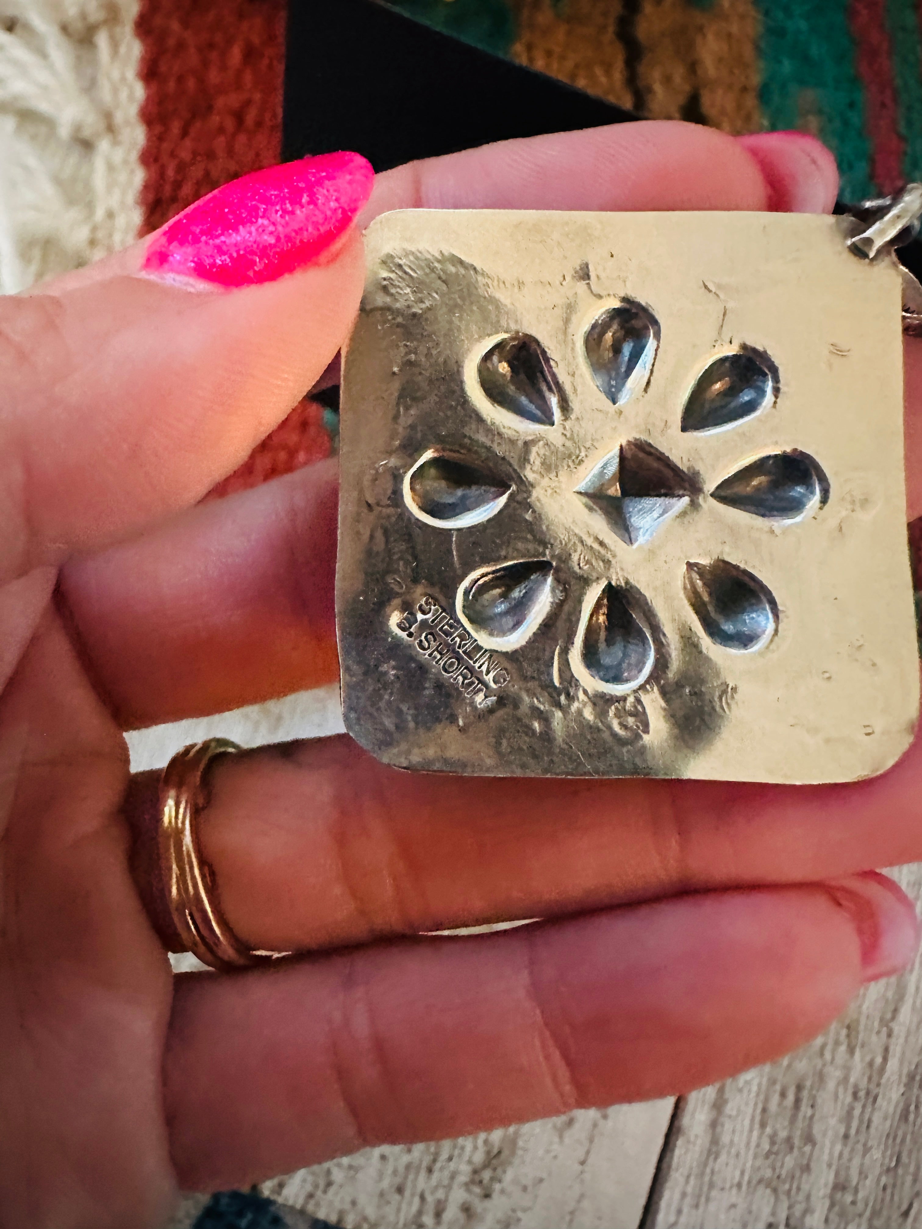 Handcrafted Turquoise & Sterling Silver Concho Dangle Earrings by Benson Shorty