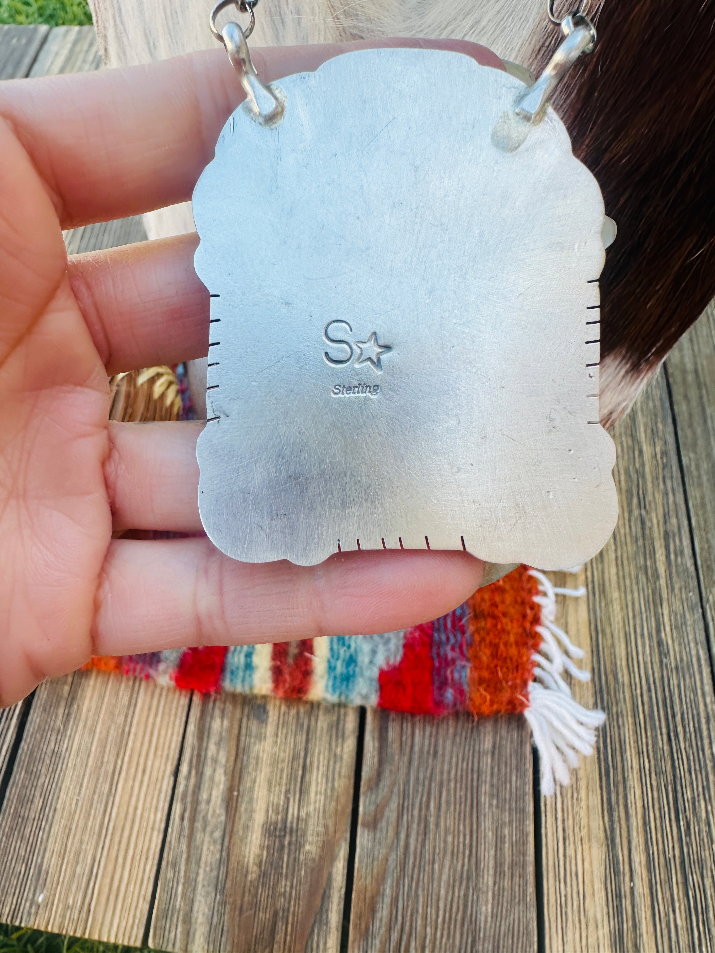 Handcrafted Spiny Oyster, Turquoise & Sterling Silver Cross Necklace