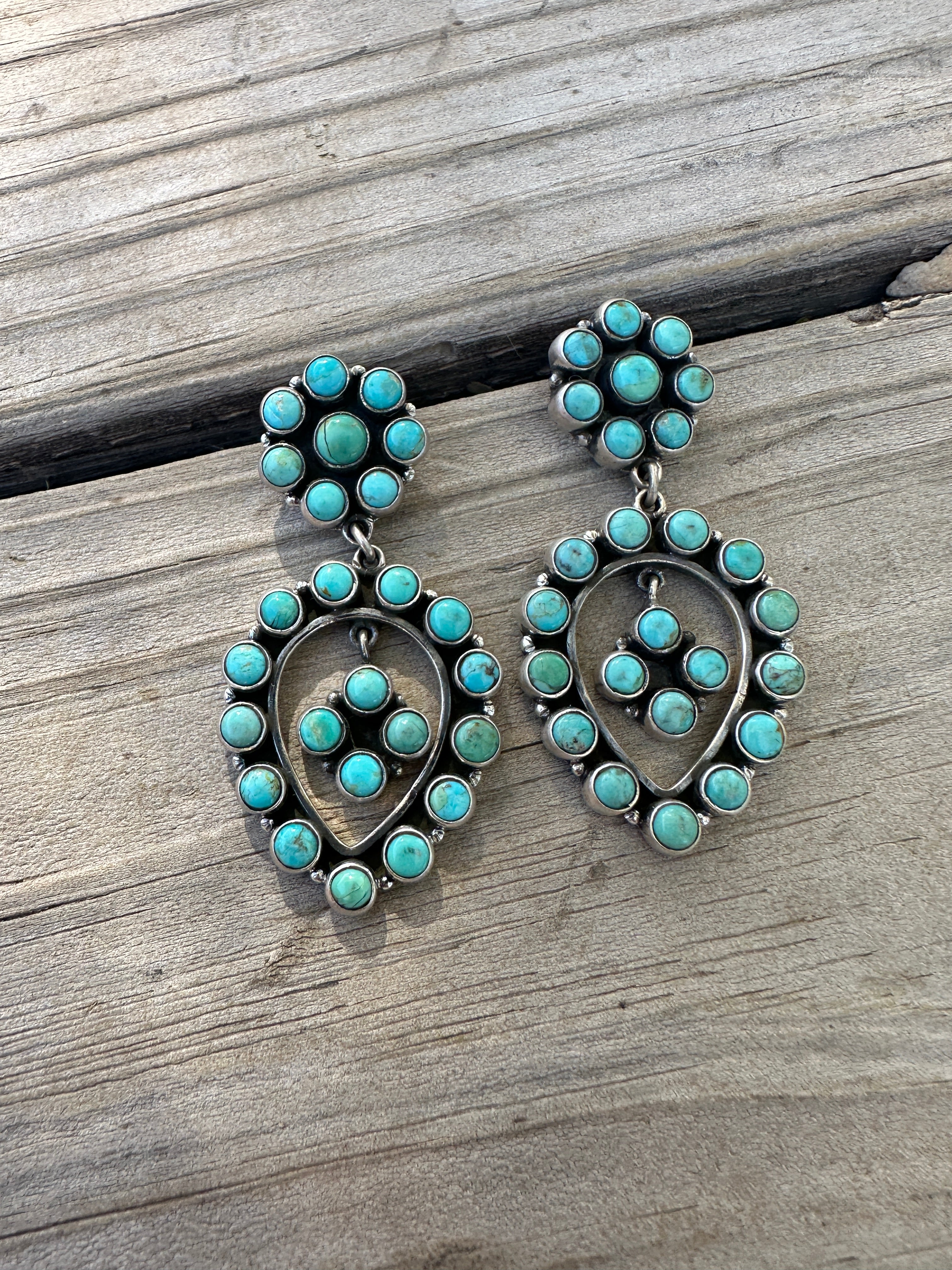 Handmade Turquoise & Sterling Silver Post Dangle Earrings