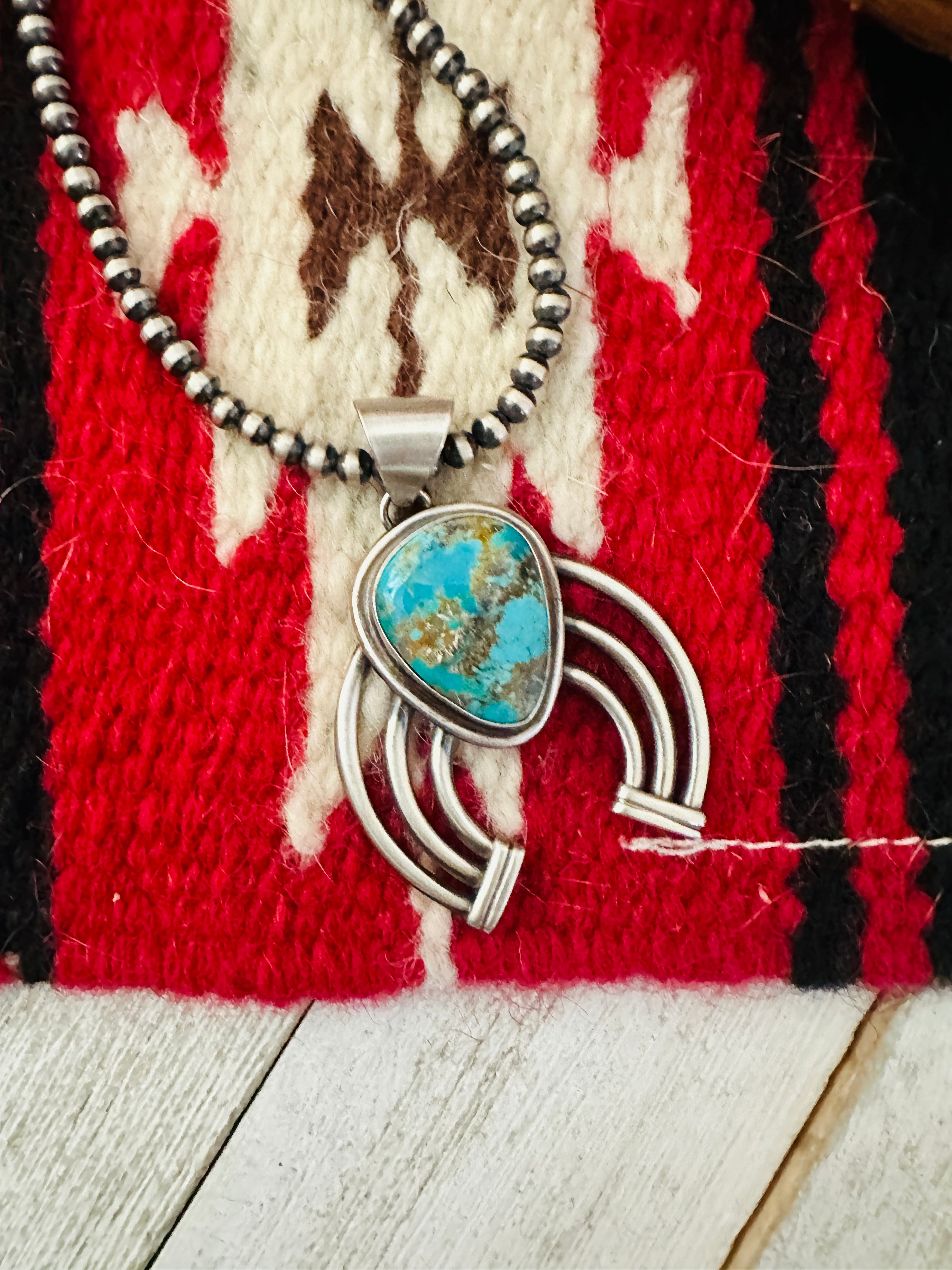 Navajo Sterling Silver & Turquoise Naja Pendant