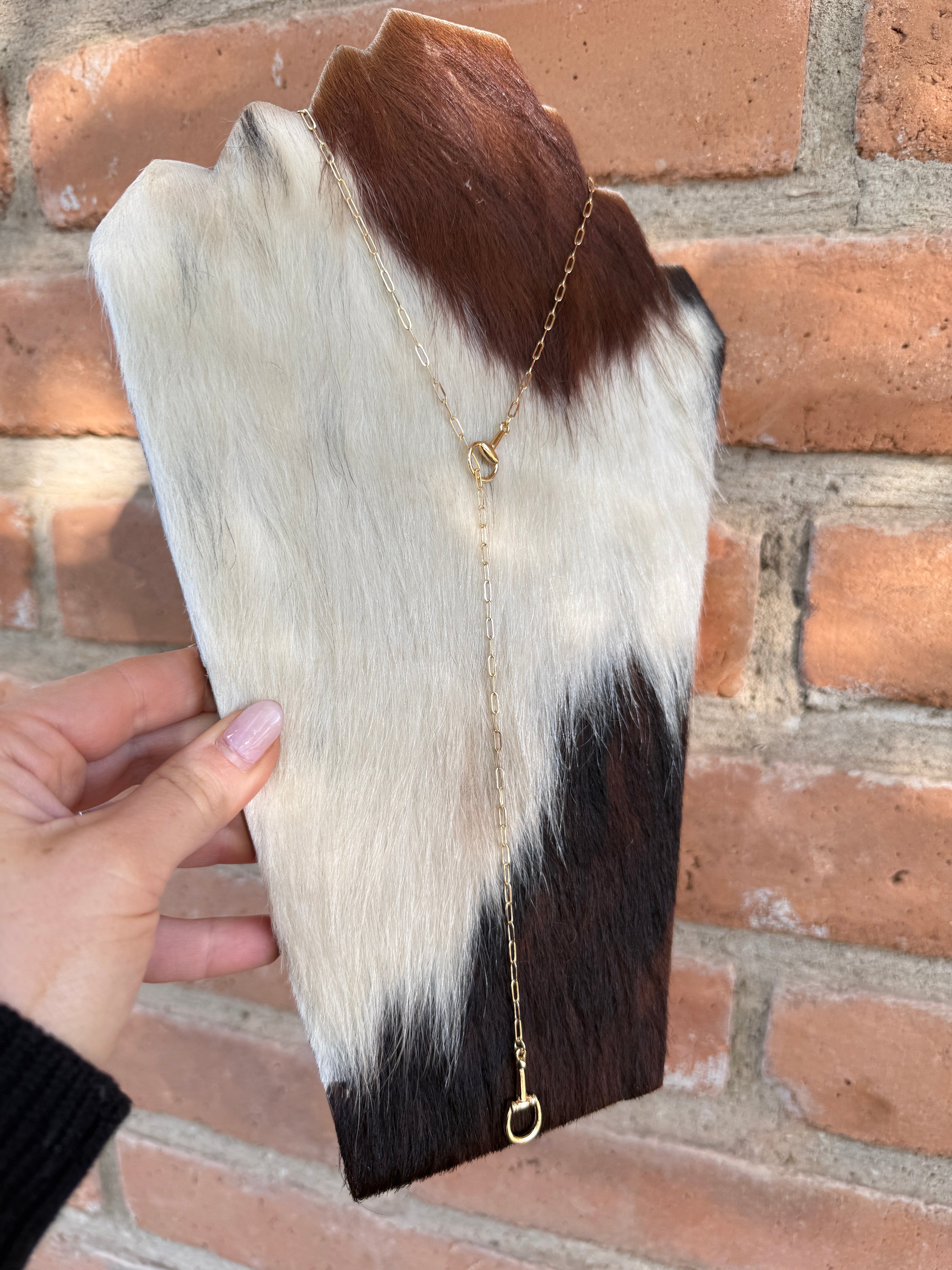 “The Golden Collection” Handmade Gold Plated Chain Link HORSE BIT Y Necklace