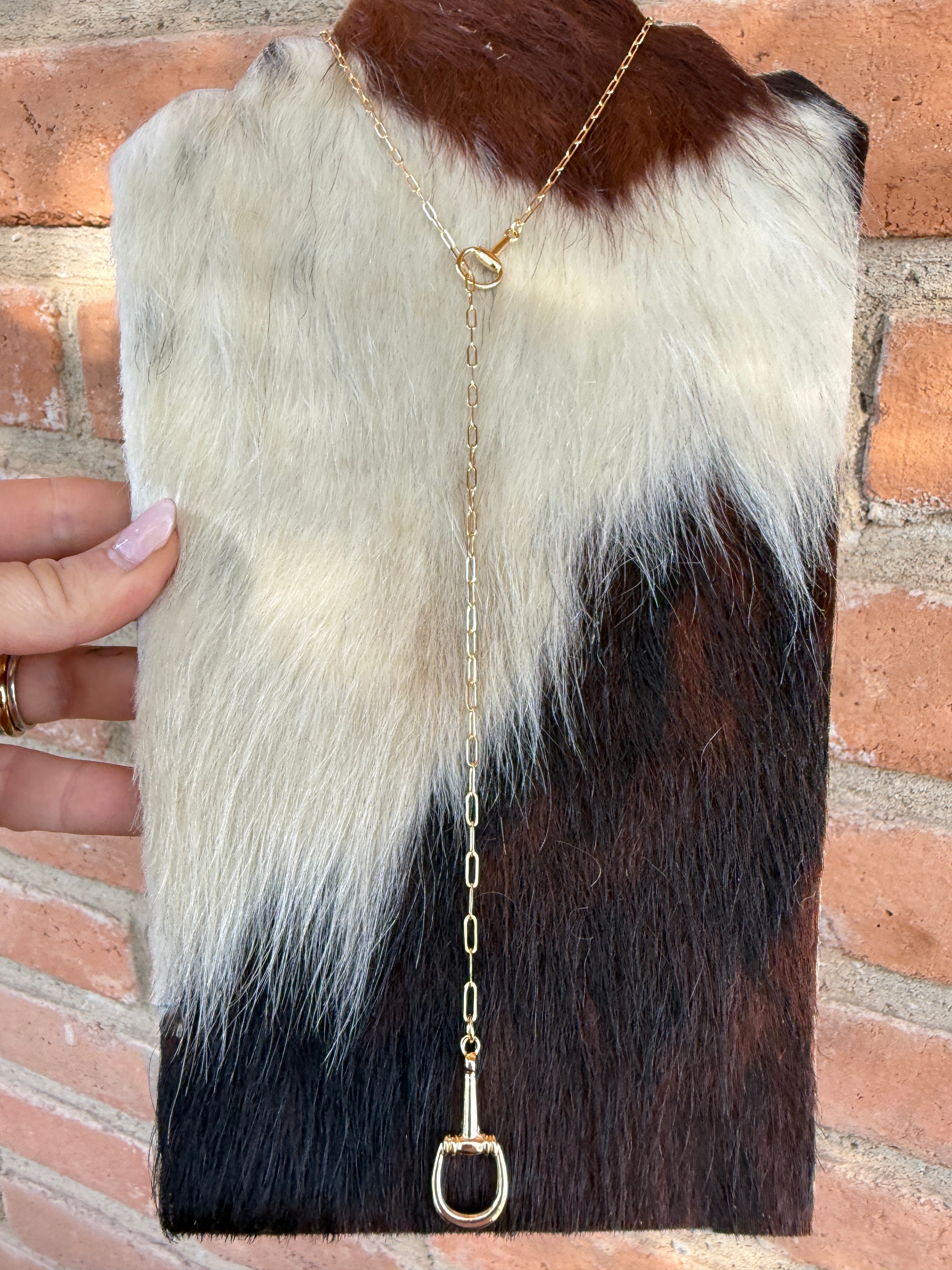 “The Golden Collection” Handmade Gold Plated Chain Link HORSE BIT Y Necklace