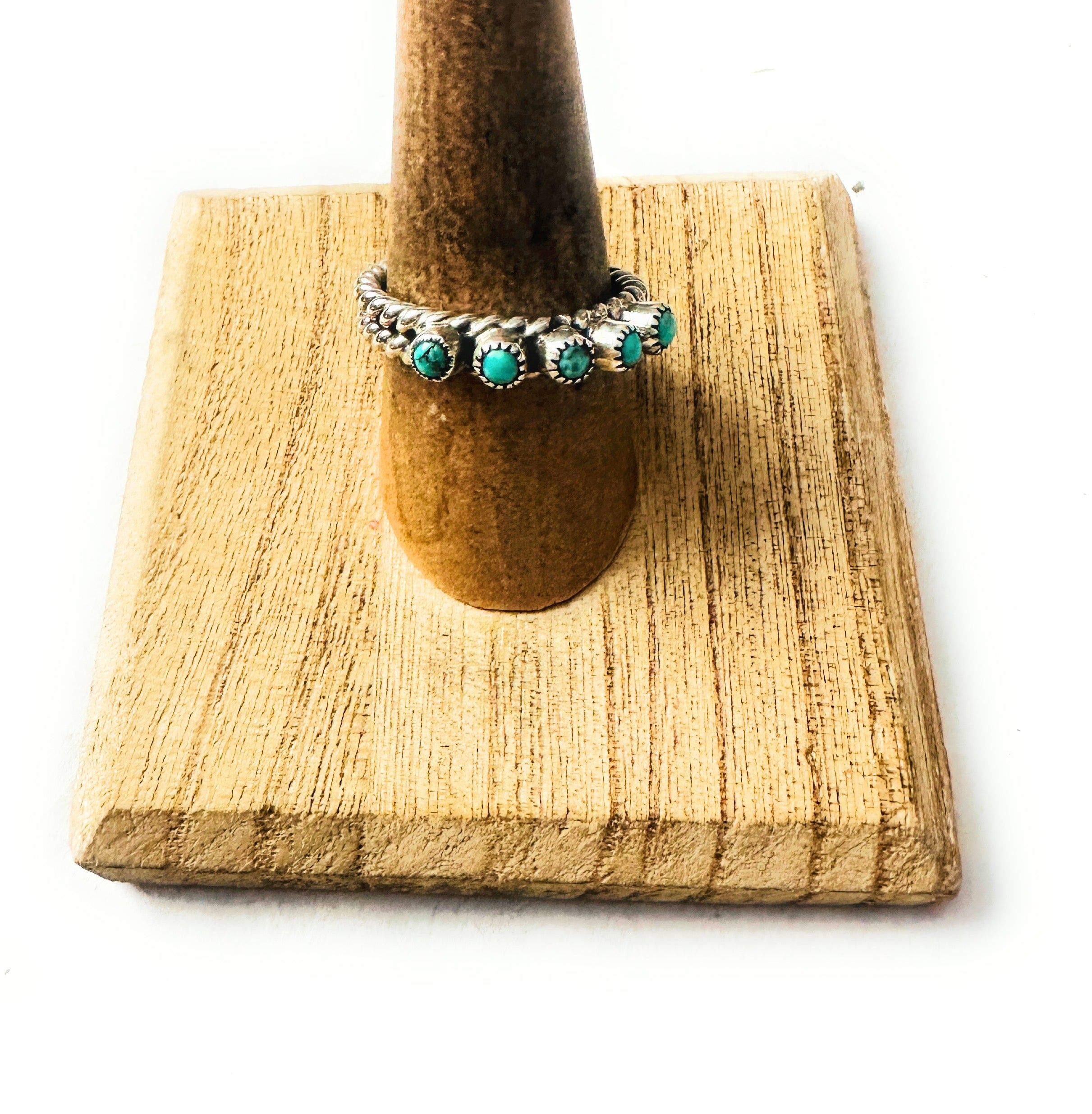 Navajo Sterling Silver & Turquoise Twisted Band Ring