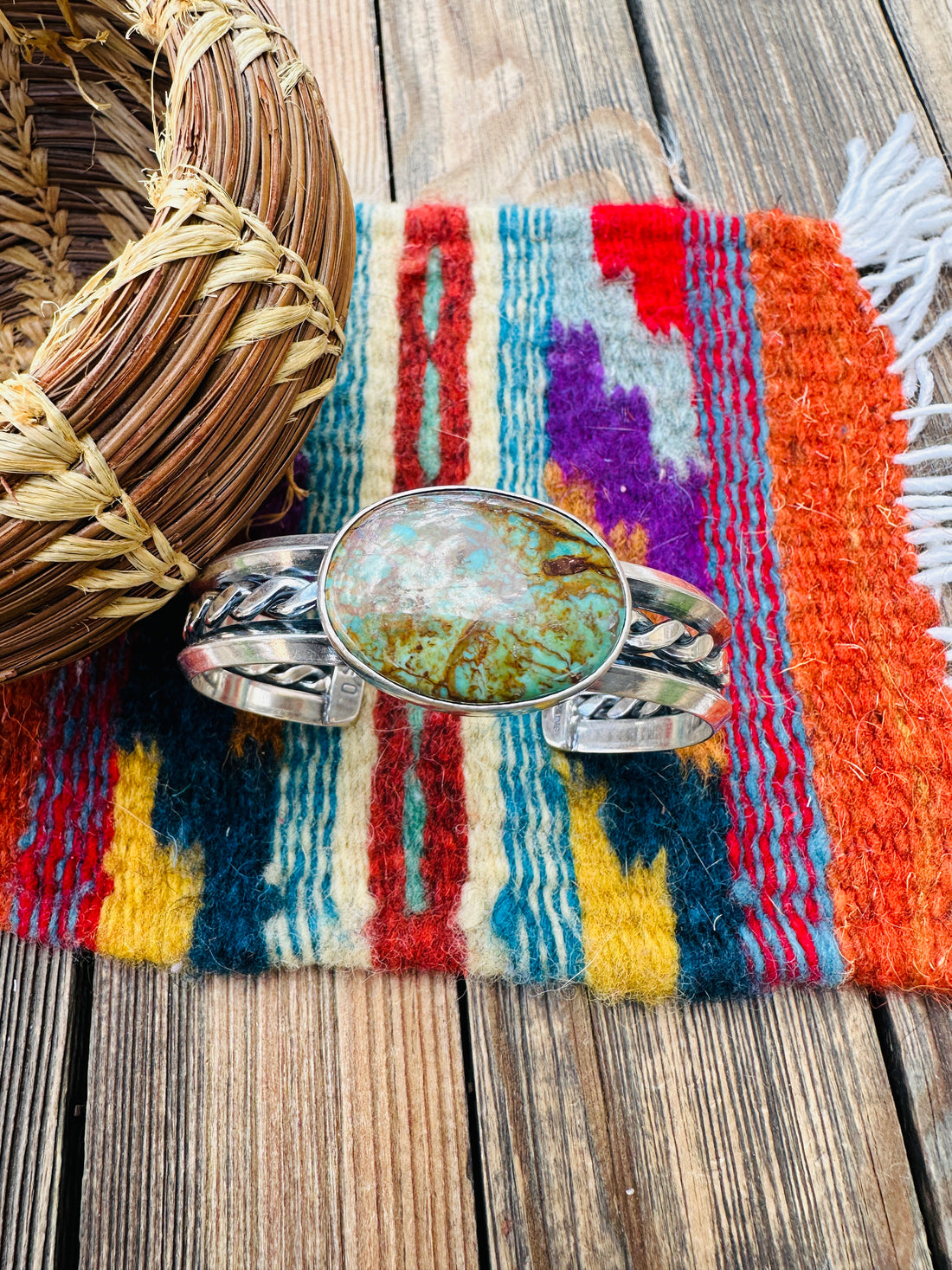 Handcrafted Turquoise & Sterling Silver Cuff Bracelet