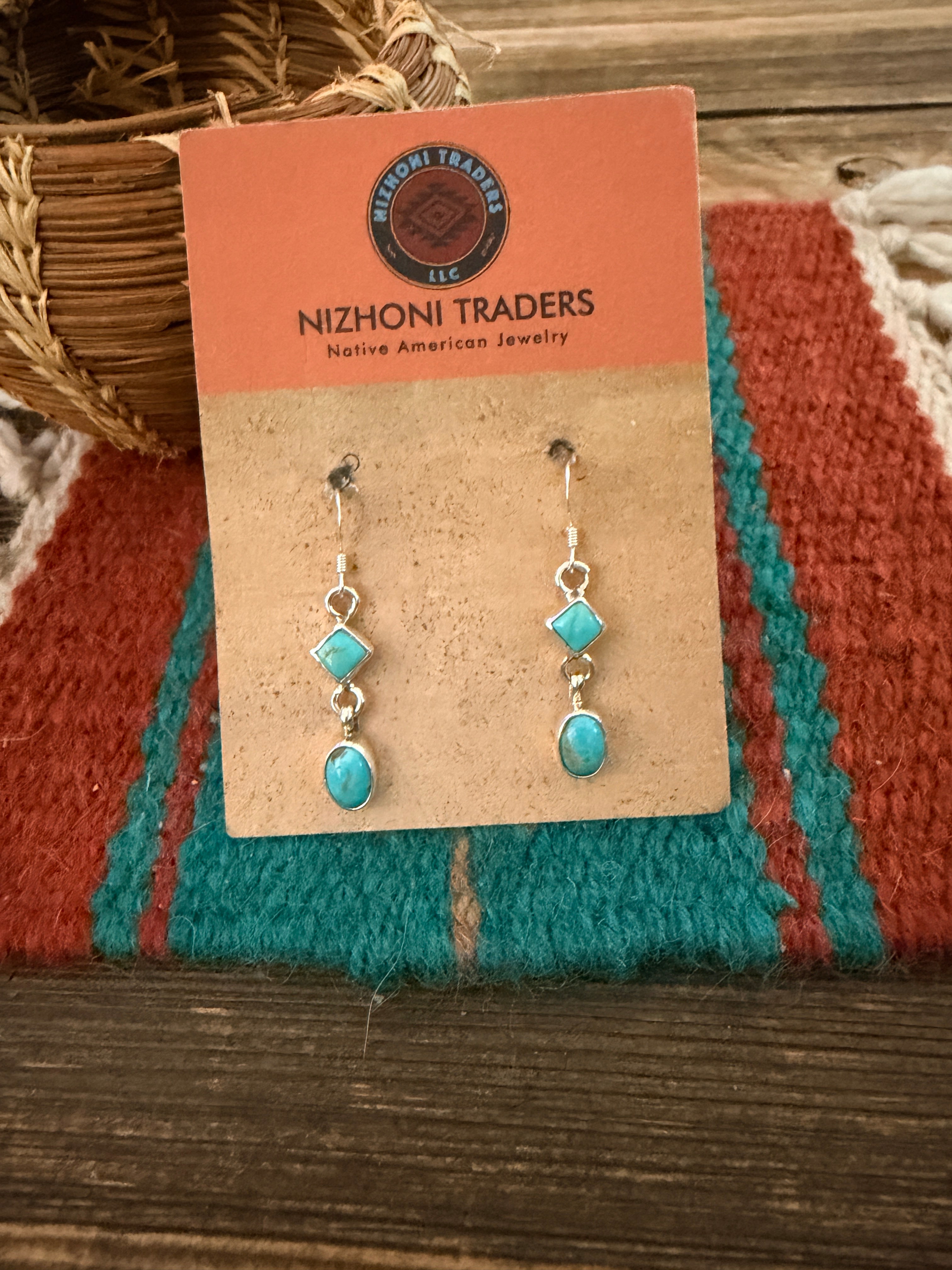 Handcrafted Turquoise & Sterling Silver Dangle Earrings