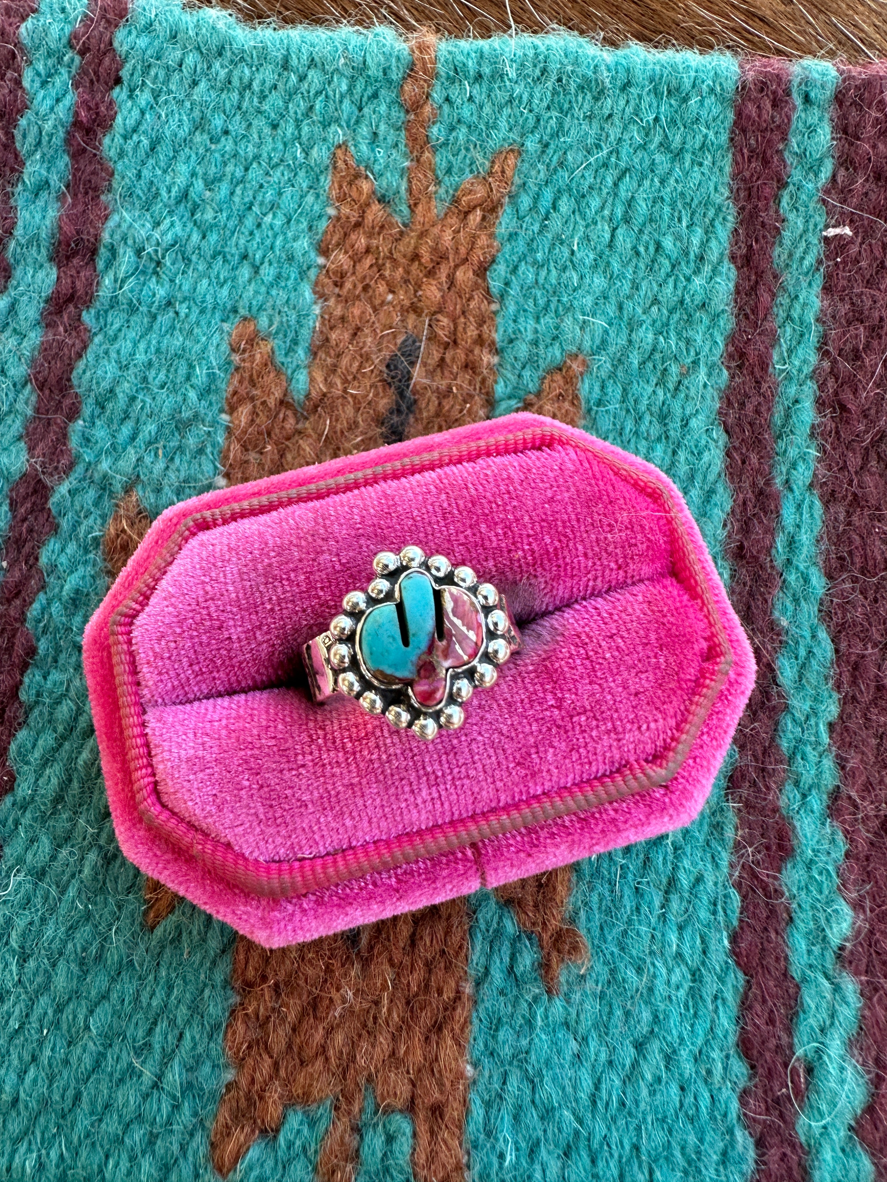 Handmade Sterling Silver Pink Dream Mojave Saguaro Cactus Adjustable Ring