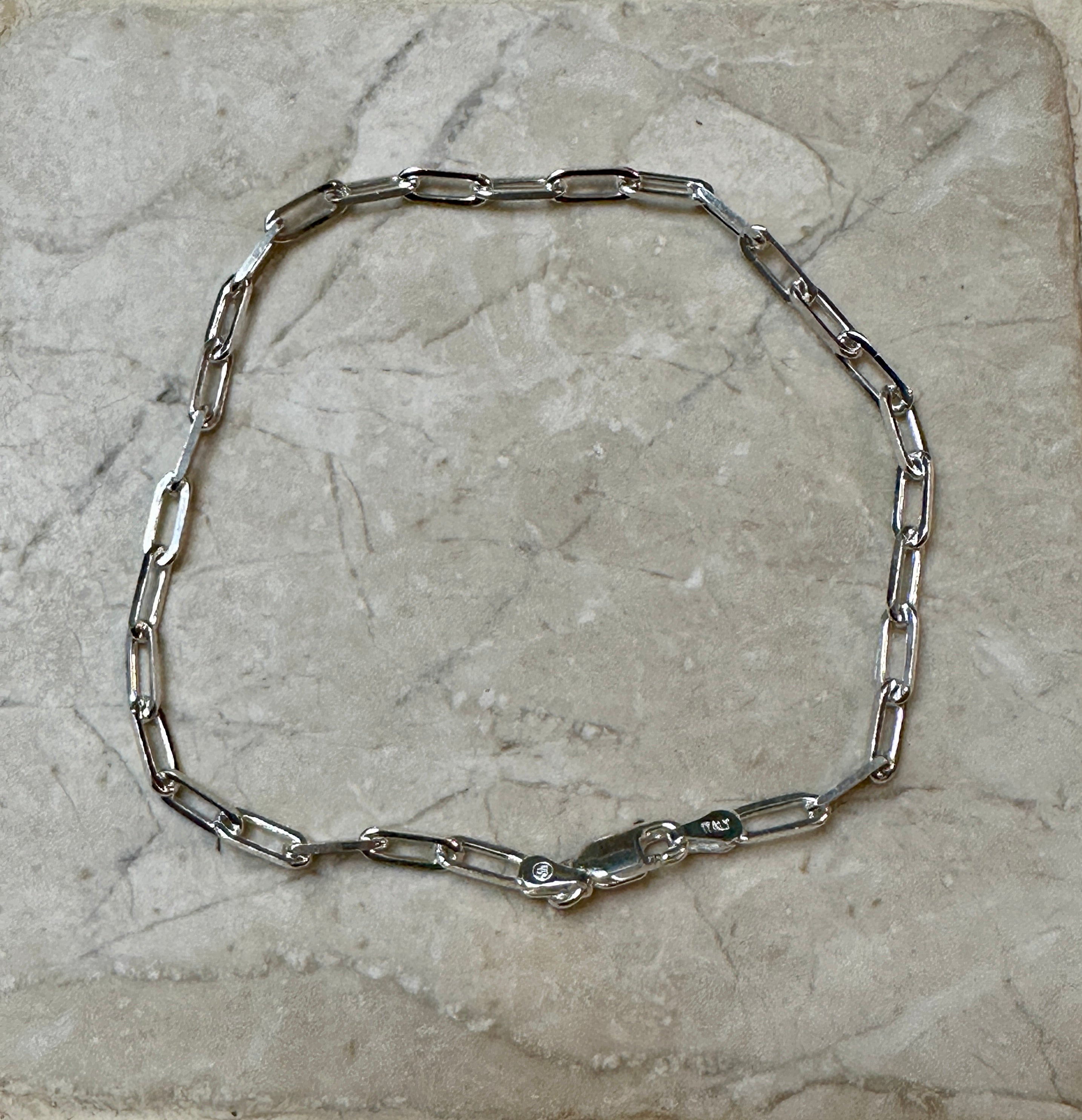 3mm Sterling Silver Paperclip Chain Bracelet