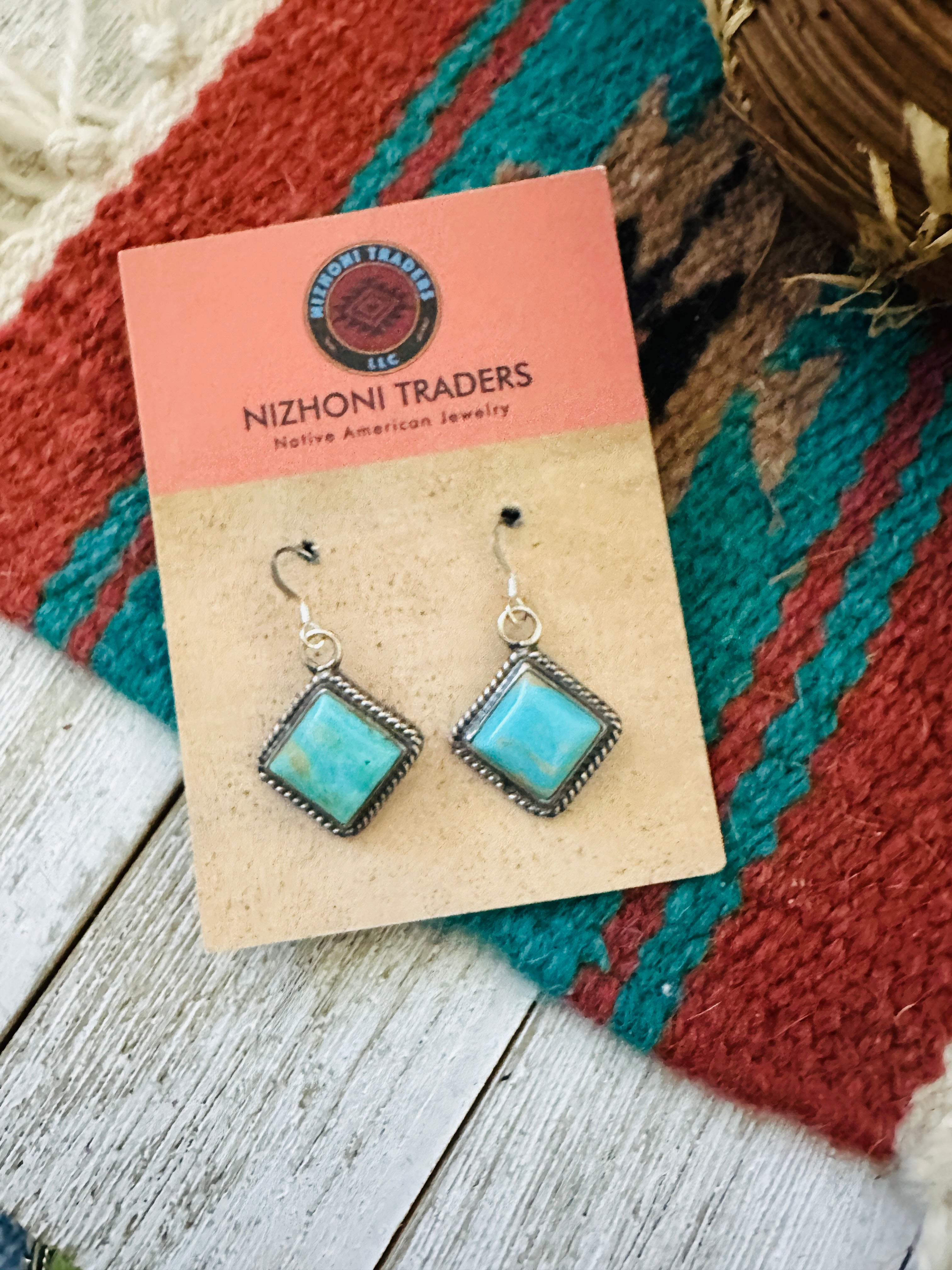 Navajo Turquoise & Sterling Silver Dangle Earrings