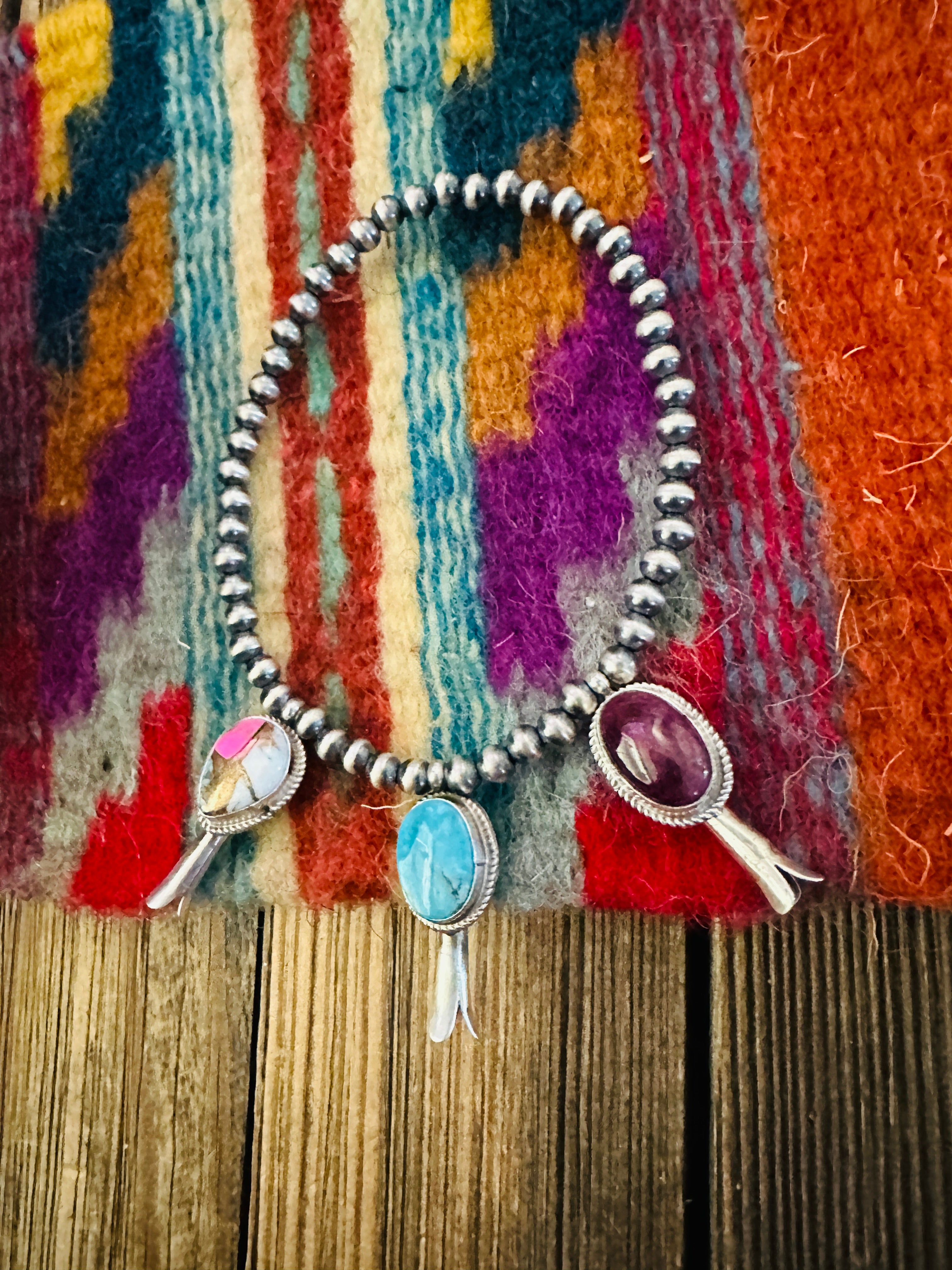 Handcrafted 3mm Sterling Silver Pearl & Multi Stone Blossom Stretch Bracelet