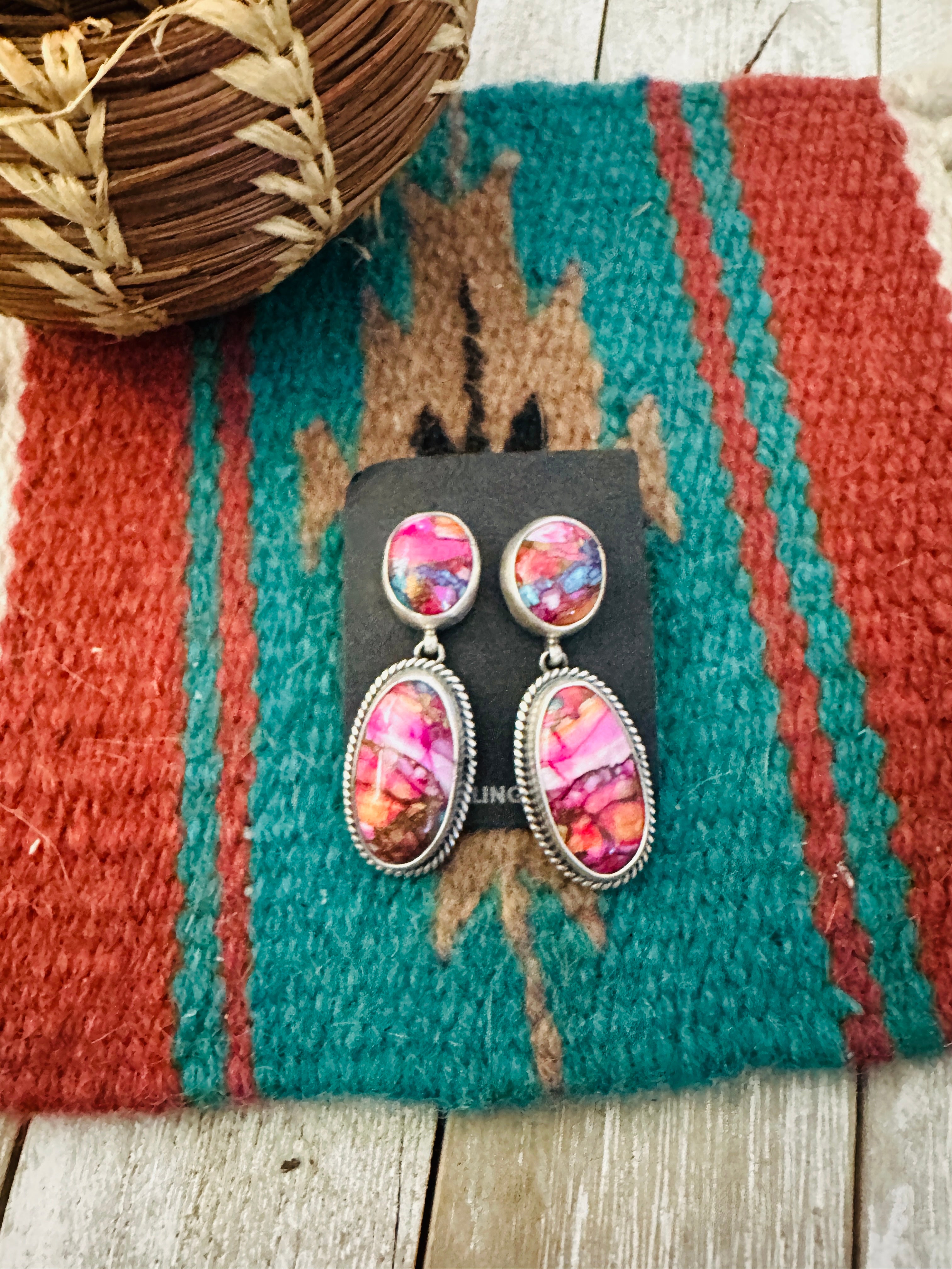 Handcrafted Pink Dream Mojave & Sterling Silver Dangle Earrings