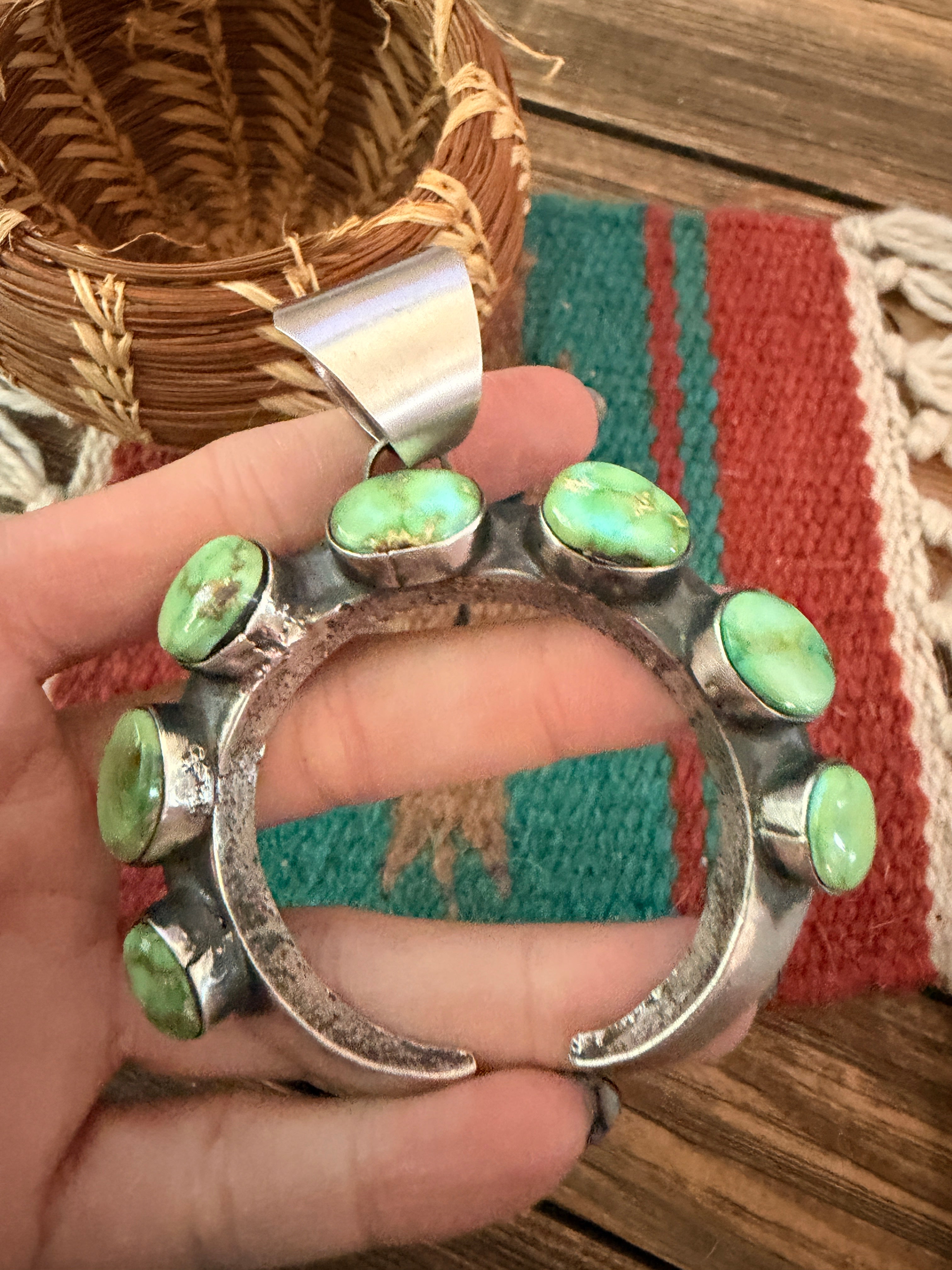 Handcrafted Sterling Silver & Sonoran Mountain Turquoise Naja Pendant by Chimney Butte
