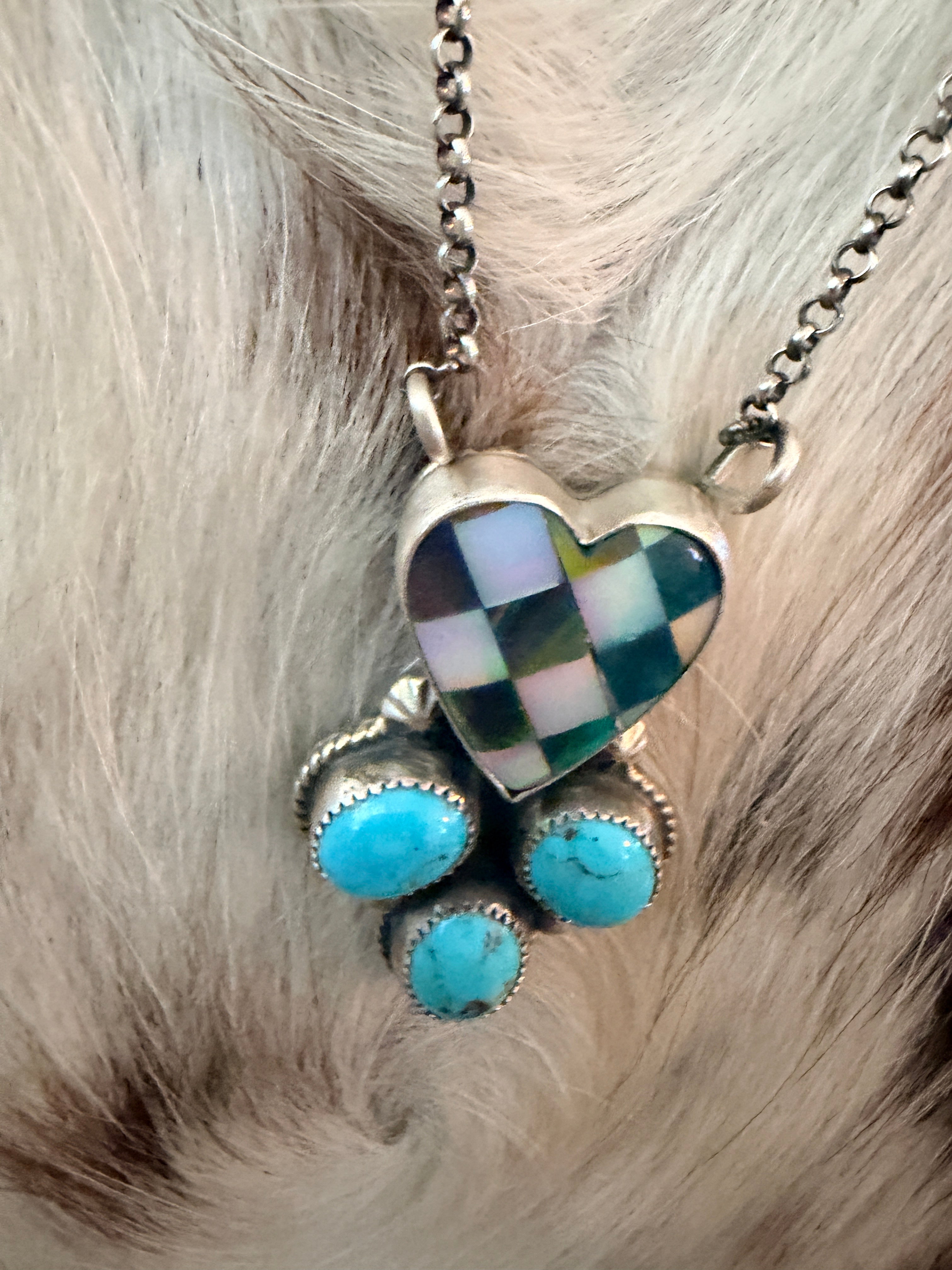 Handmade Sterling Silver & Turquoise Heart Necklace
