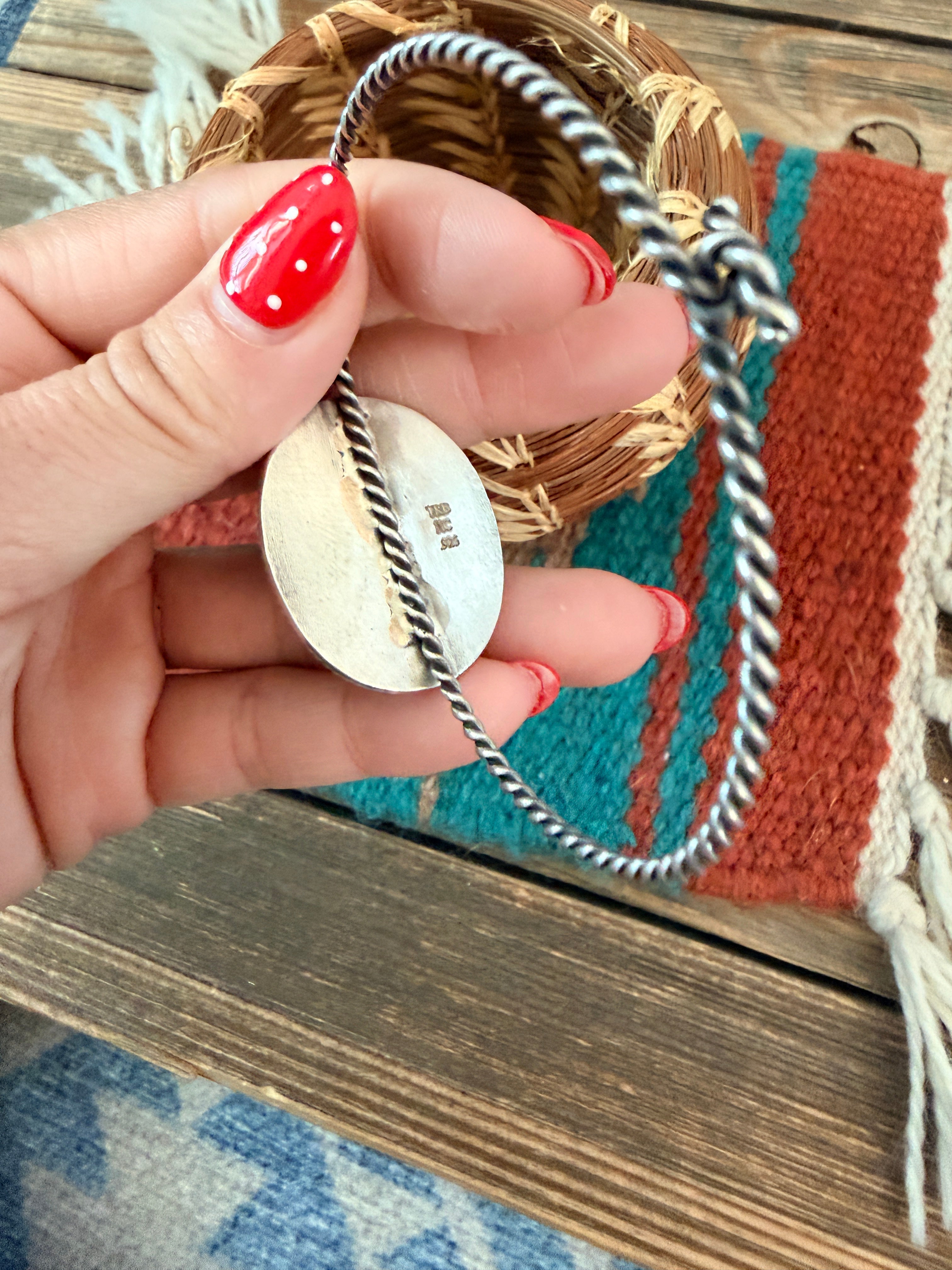 Handmade White Buffalo & Sterling Silver Bangle Bracelet