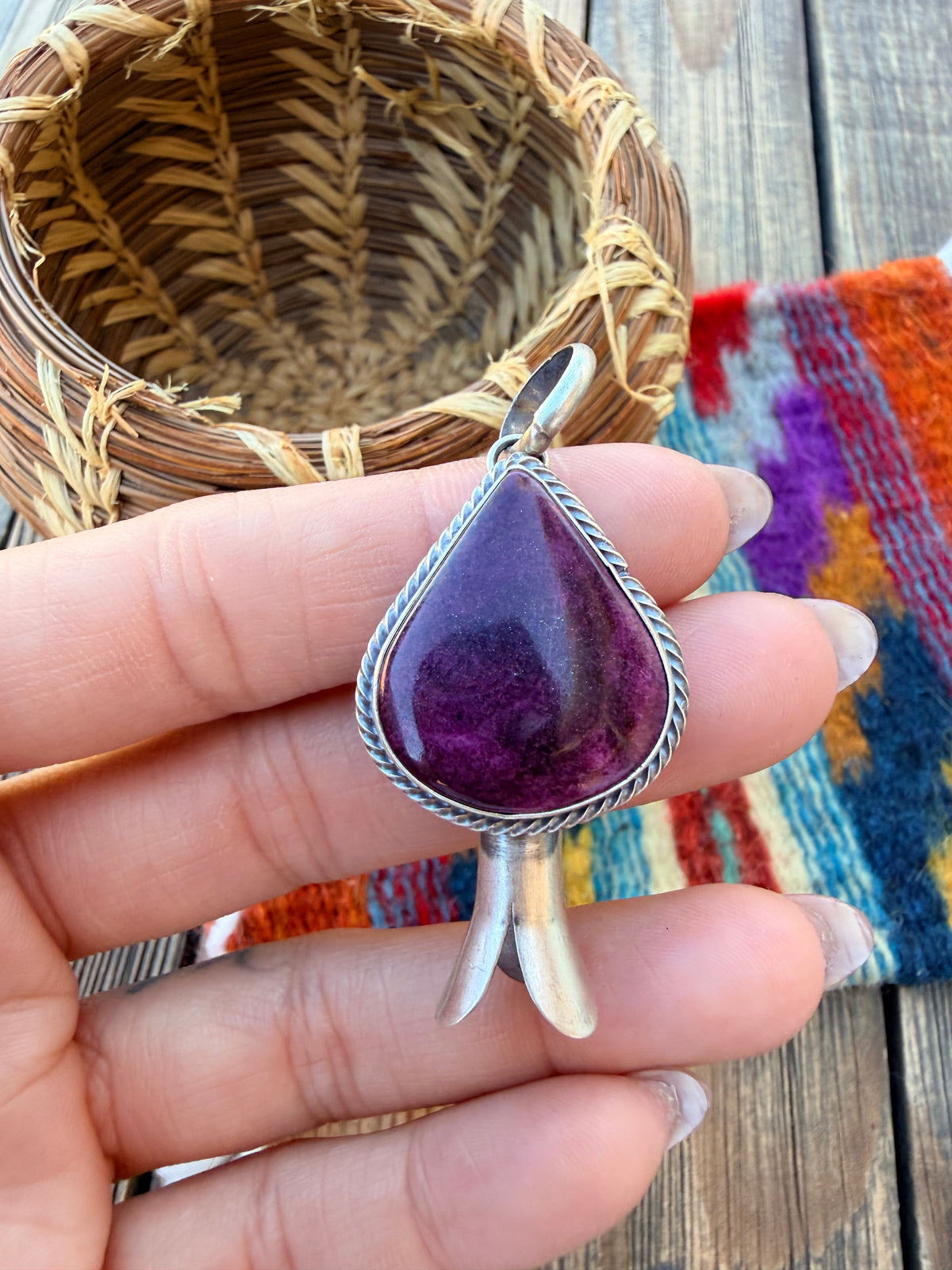 Handcrafted Sterling Silver & Purple Spiny Oyster Blossom Pendant