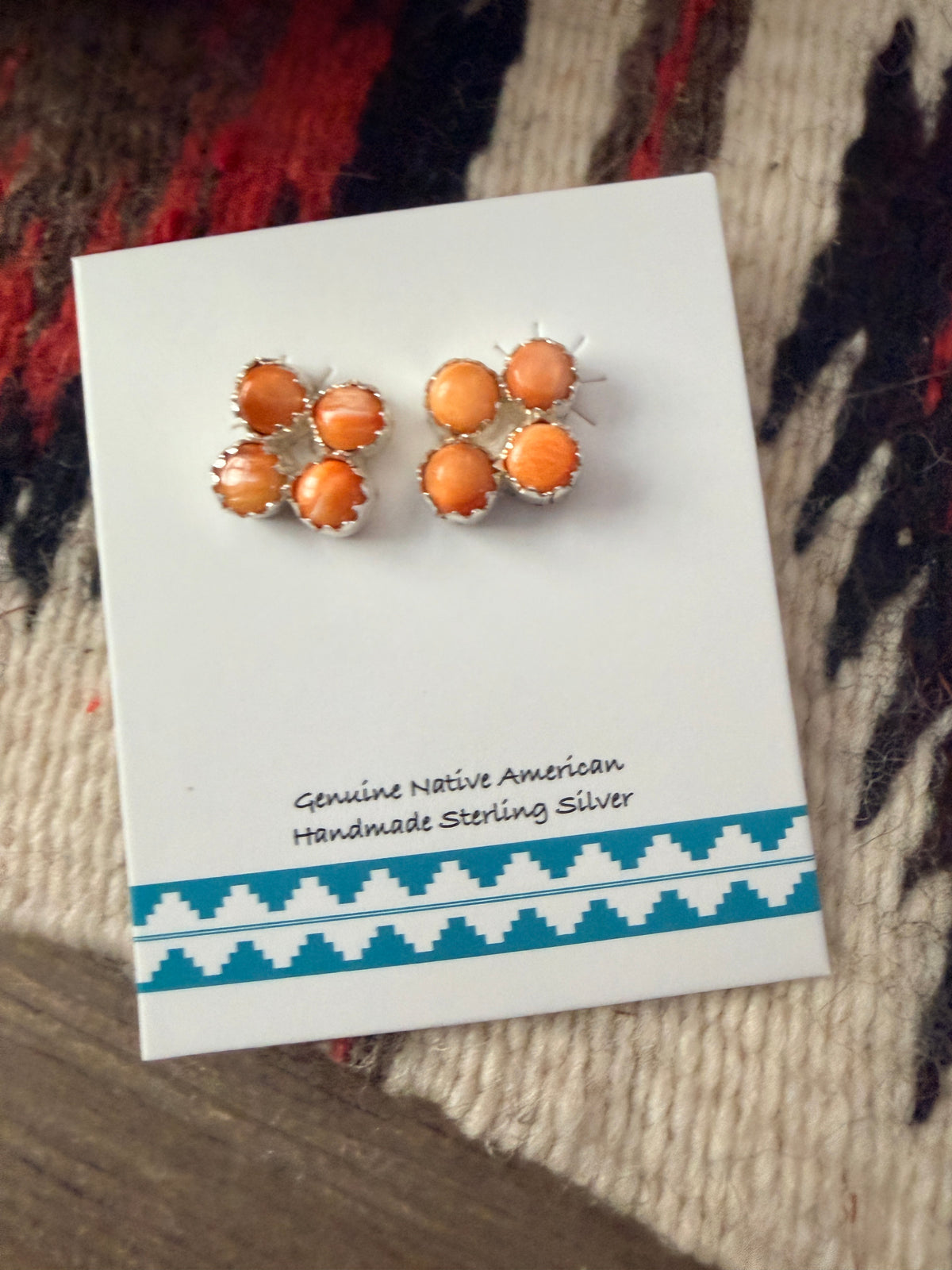 Handcrafted Sterling Silver & Spiny Oyster Petit Point Stud Earrings