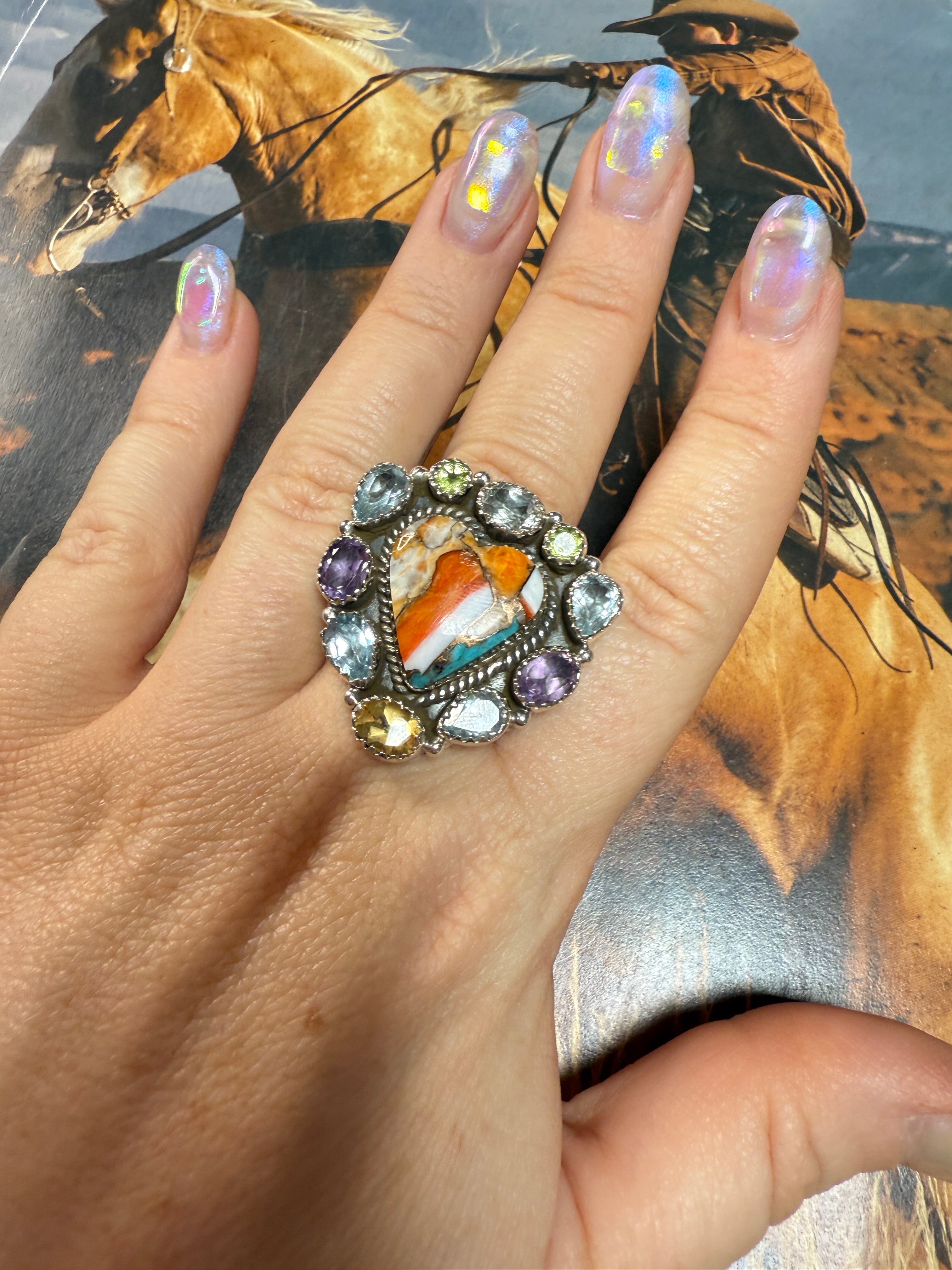 Handmade Sterling Silver Spice Adjustable Heart Ring