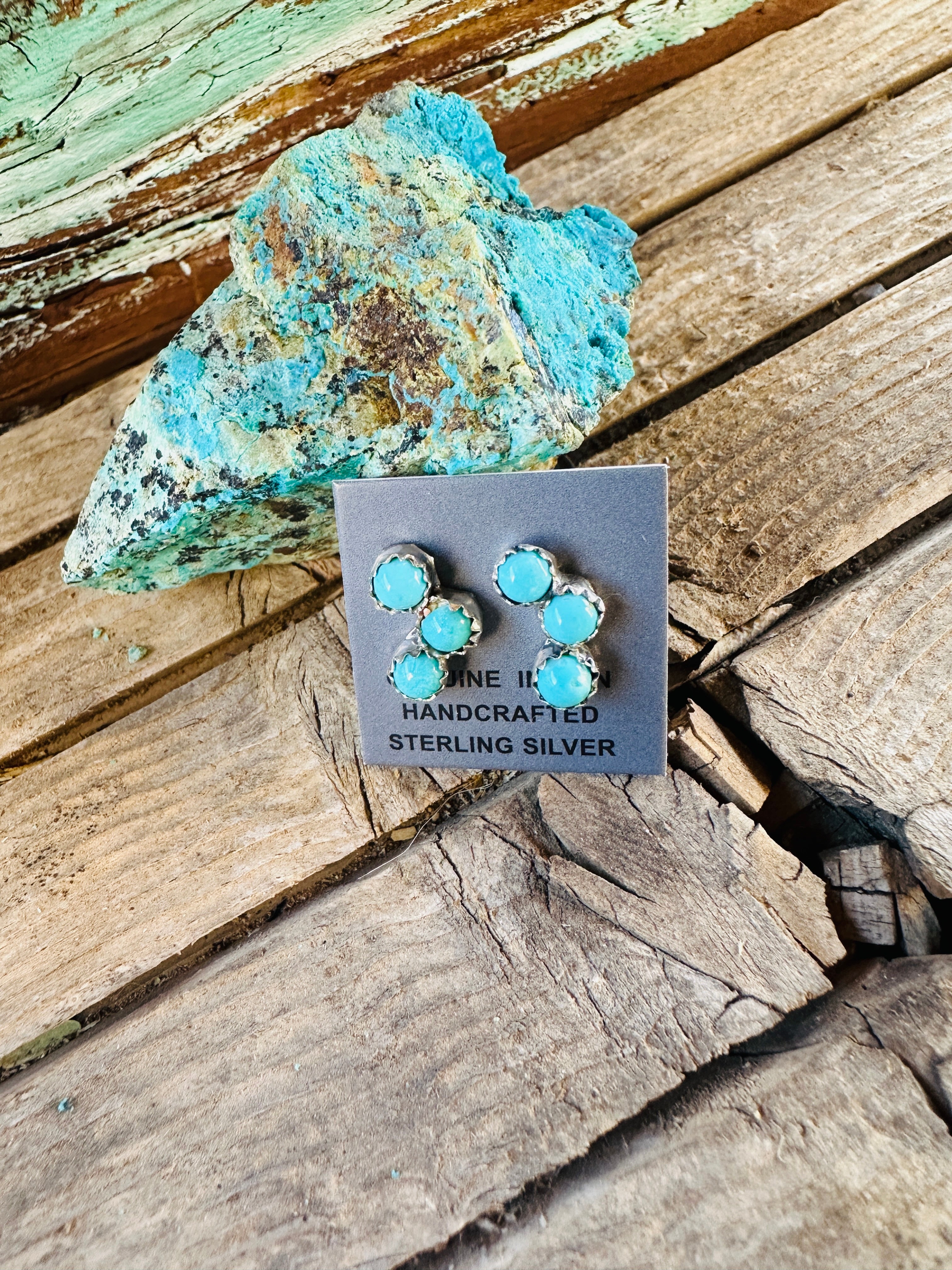 Handcrafted Turquoise & Sterling Silver Stud Earrings