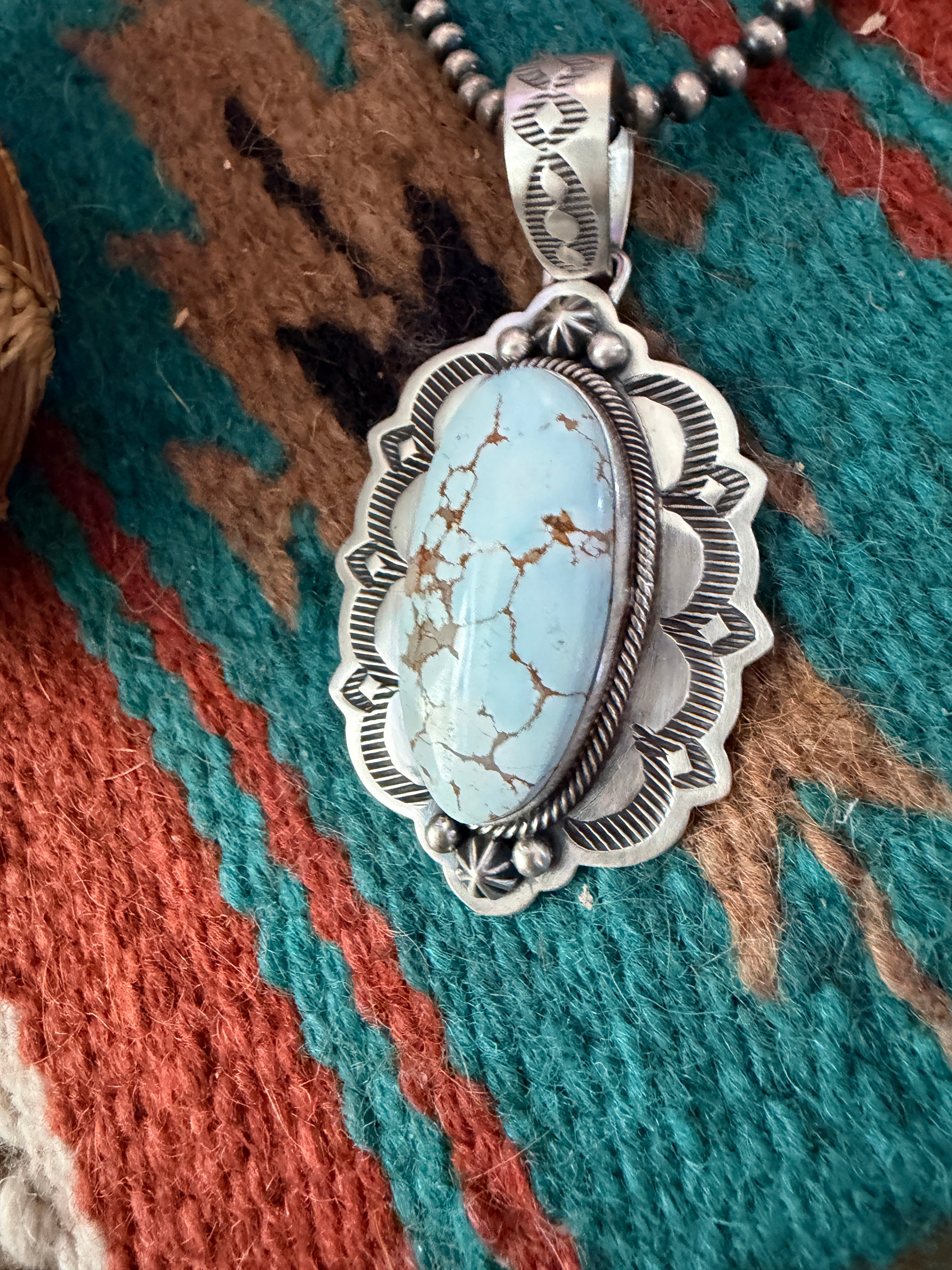Handcrafted Sterling Silver & Dry Creek Turquoise Pendant by Randy Boyd
