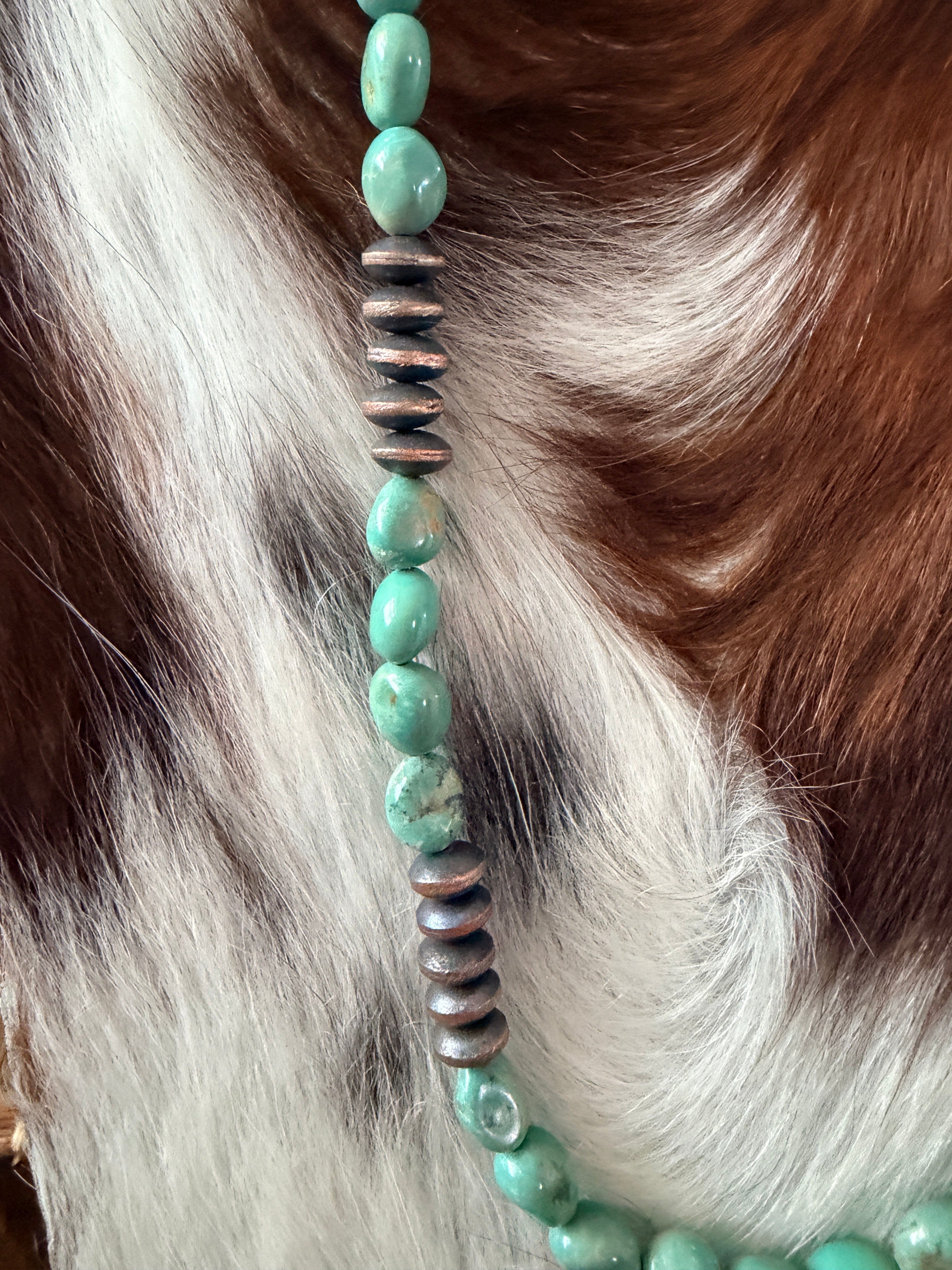 Handcrafted Turquoise & Copper 18” Beaded Necklace
