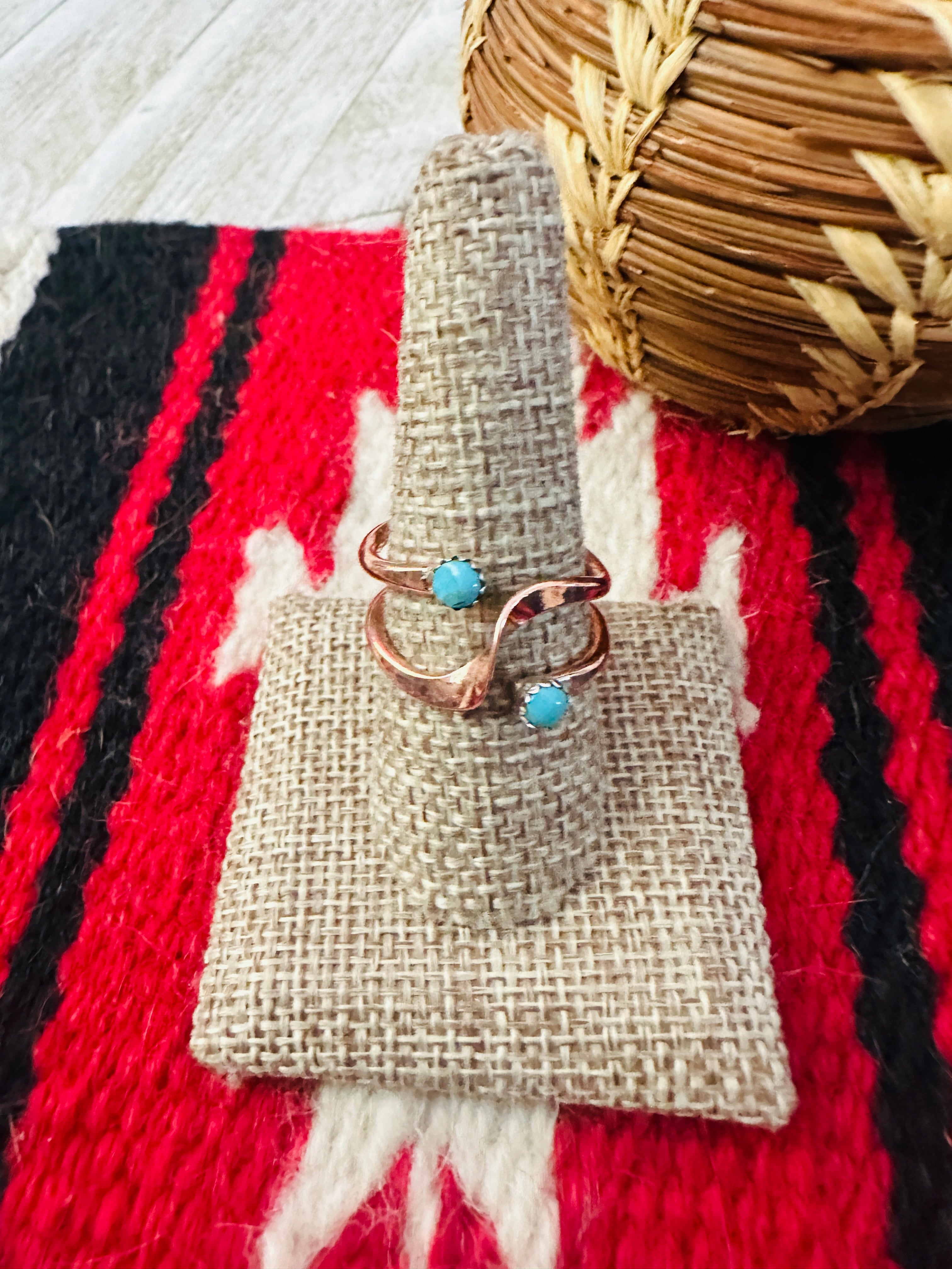 Handcrafted Turquoise & Copper over Sterling Silver Ring