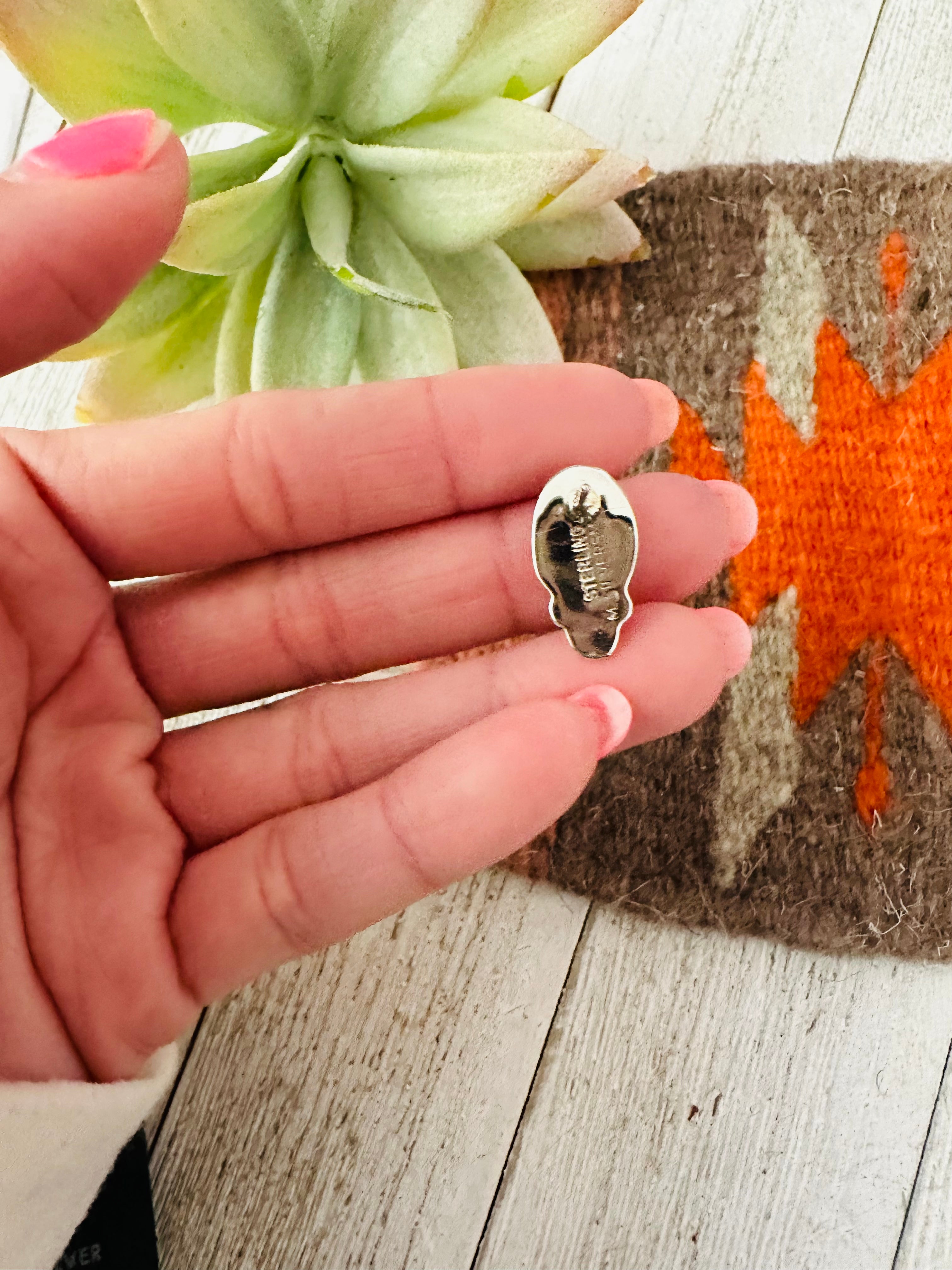 Navajo Tibetan Turquoise and Sterling Silver Stud Earrings