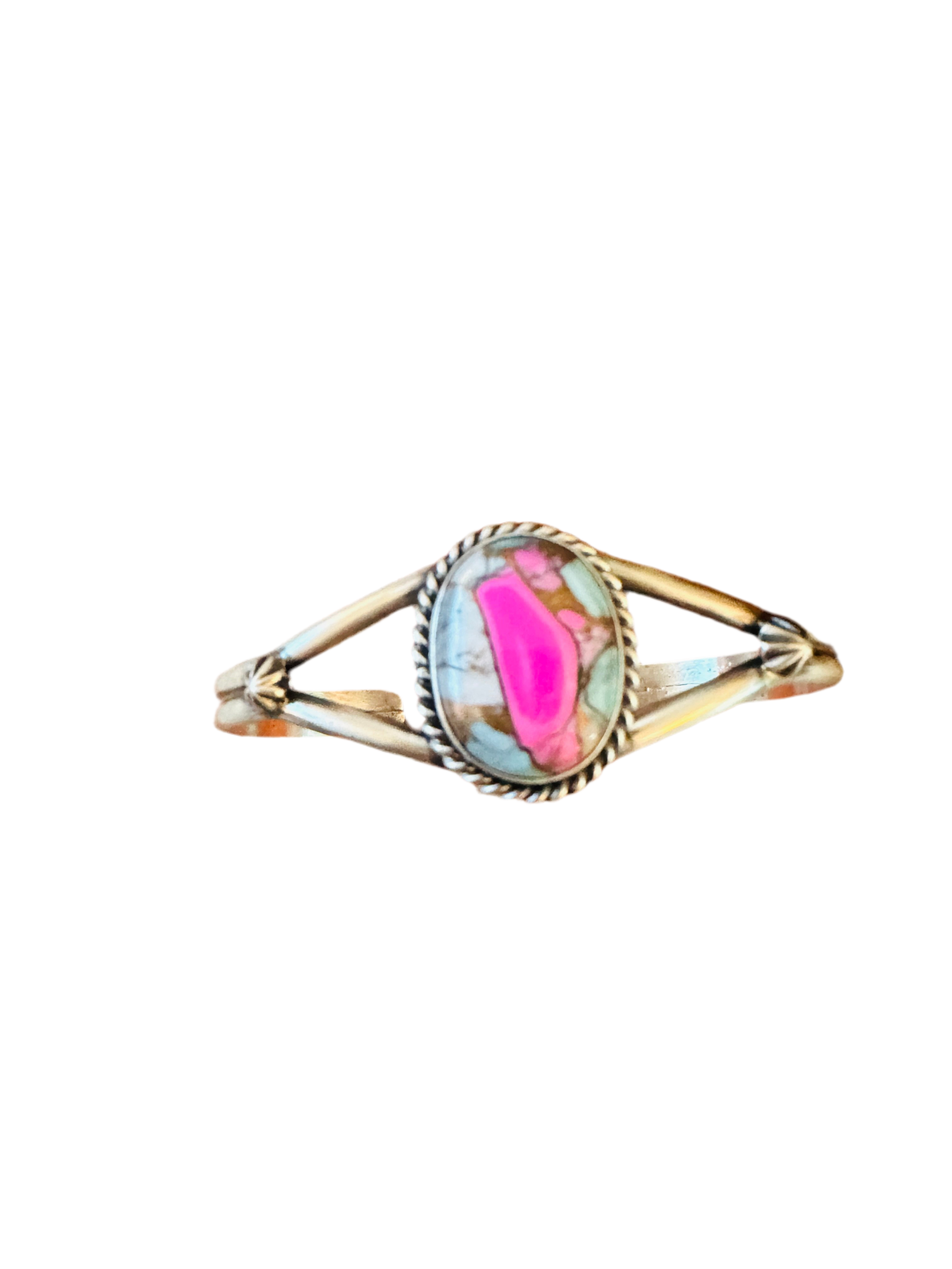 Handcrafted Cotton Candy & Sterling Silver Cuff Bracelet