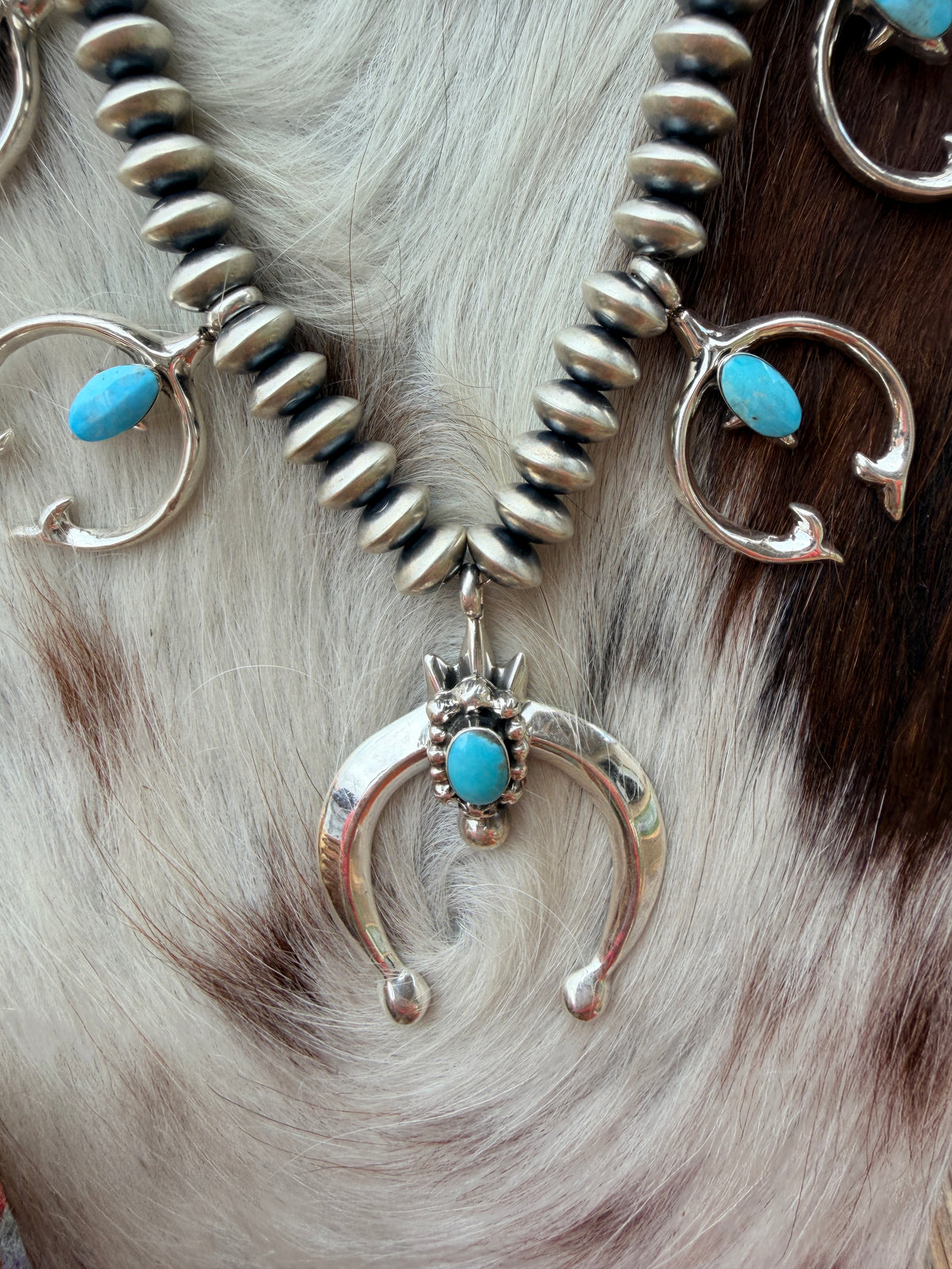 Handcrafted Turquoise & Sterling Silver Naja Necklace