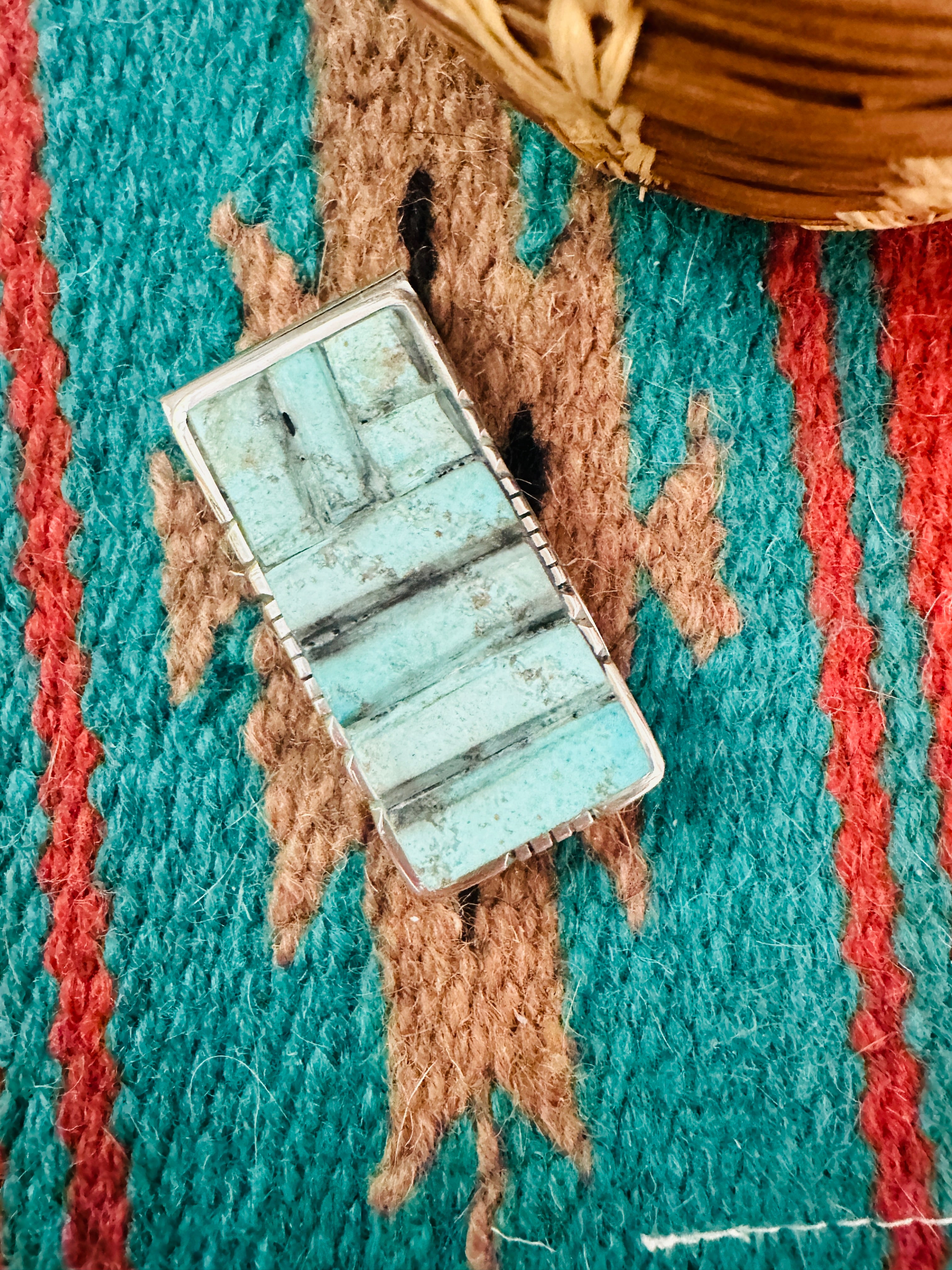 Navajo Turquoise & Sterling Silver Inlay Money Clip