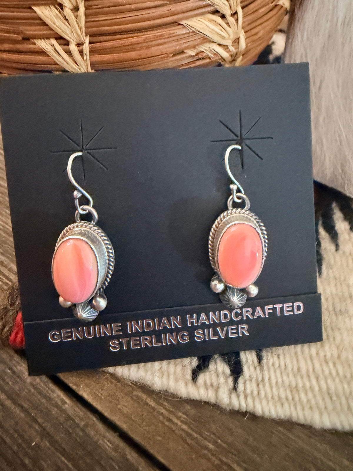 Handcrafted Queen Pink Conch & Sterling Silver Beaded Squash Blossom Necklace Set by Melvin Francis
