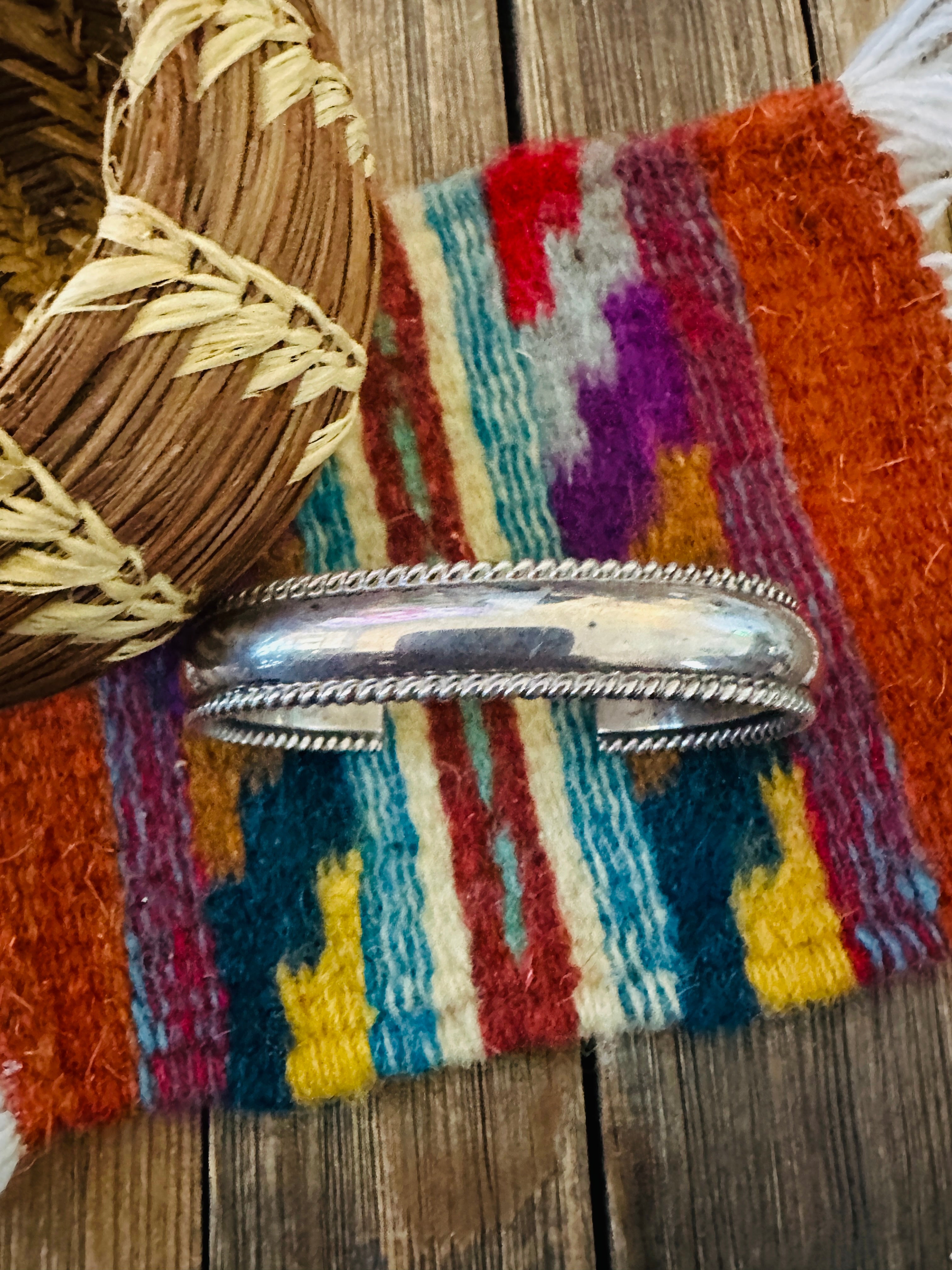 Handcrafted Old Pawn Sterling Silver Cuff Bracelet